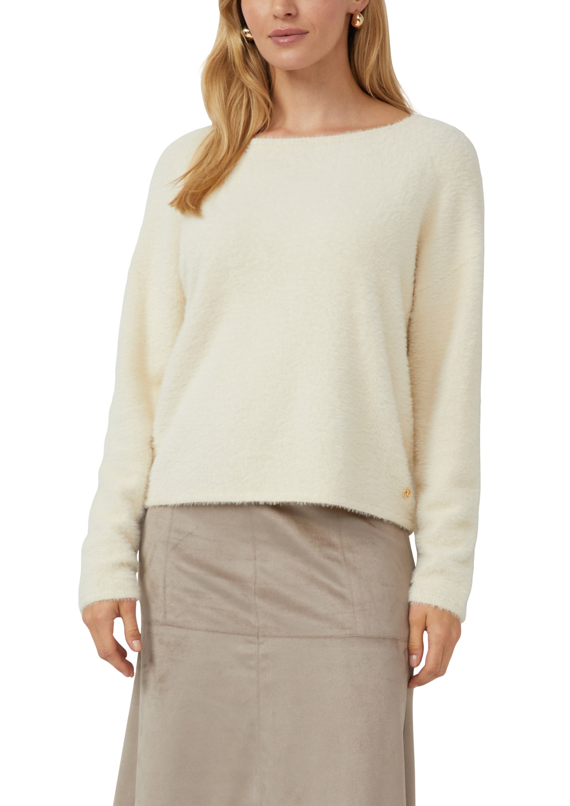 s.Oliver BLACK LABEL Pull en tricot duveteux, avec encolure bateau