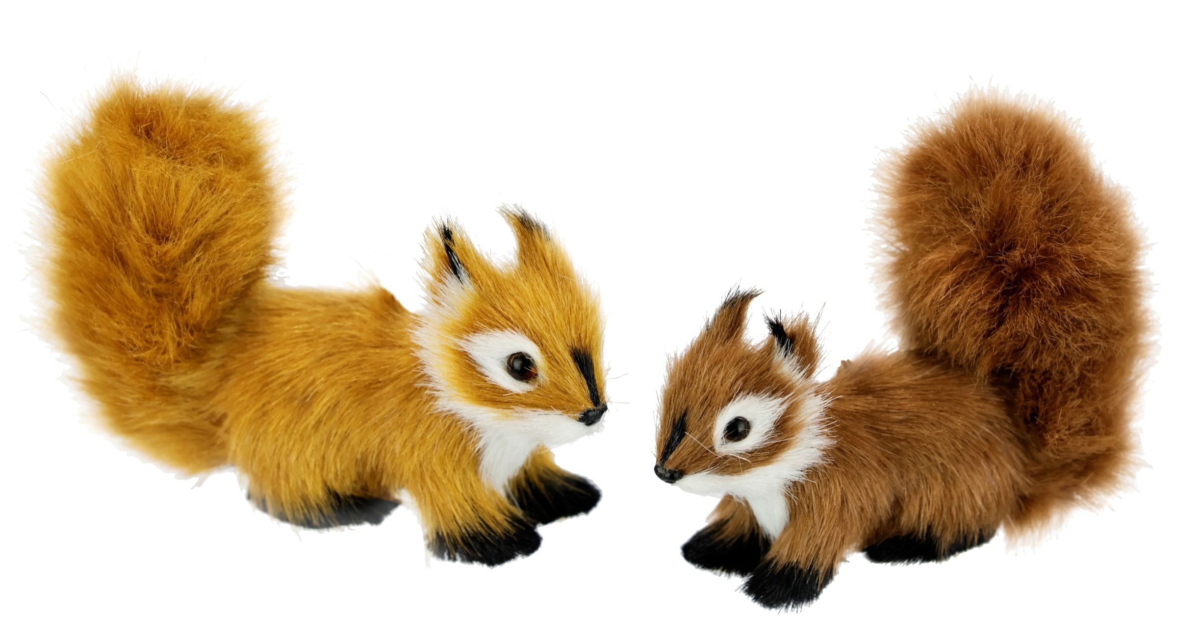 Image of I.GE.A. Dekofigur "Tierfigur mini Eichhörnchen 2er Set" Kunstfell Statue Ornamente Pelz Plüschtier Wald-Pelztier Waldtier