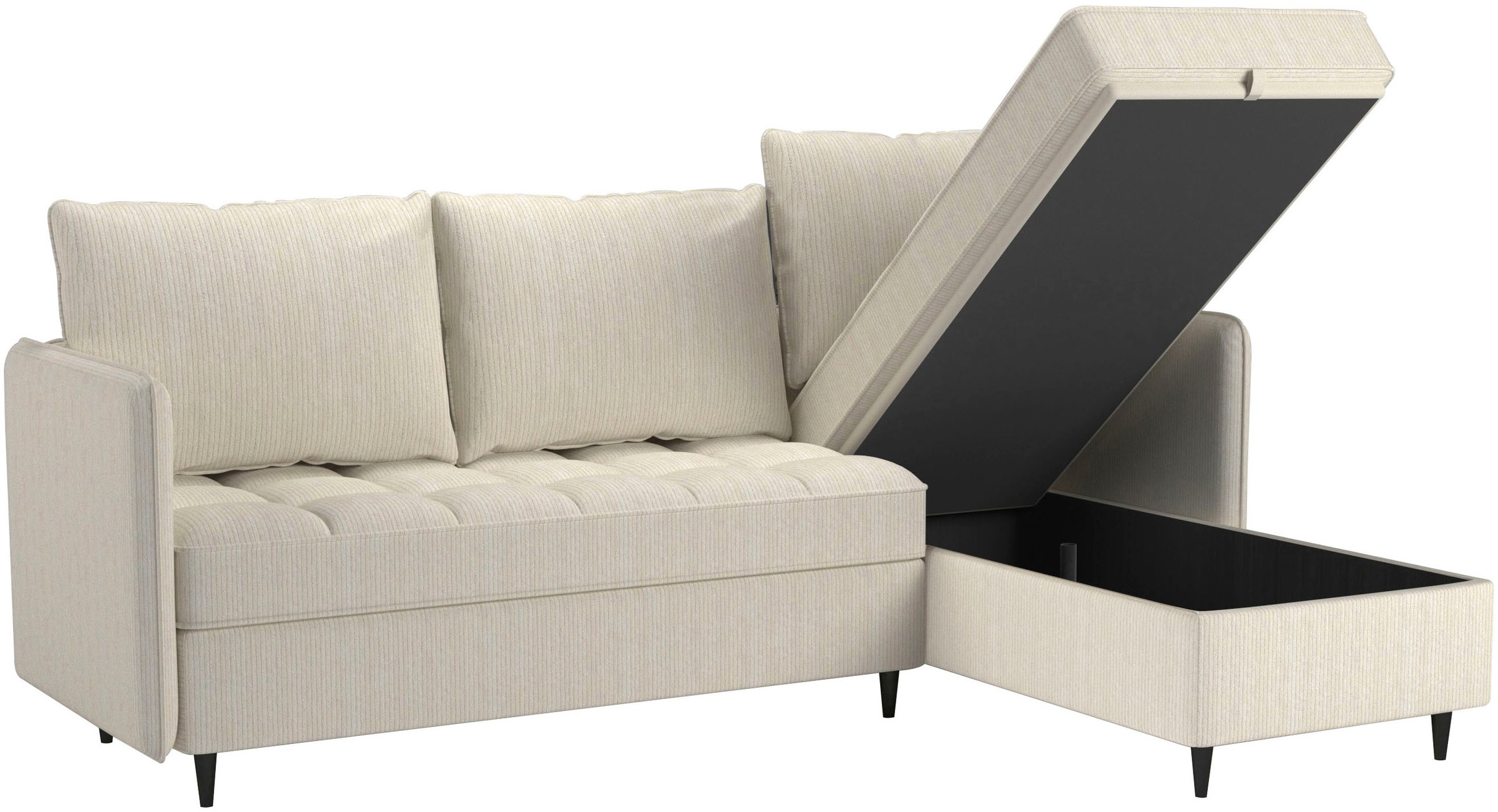 Dorel Home Ecksofa »LINDHUS, L-Form, 4 verschiedene Stellvarianten, Lounge-Sofa,«, Wohnlandschaft, mit Recamiere, grosser Bettkasten, Cord, Chenille