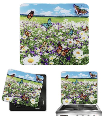 Maximex Schneide- und Abdeckplatte »Modell Sommerwiese«, Spritzschutz, Herdblende, Schneidbrett, für Glaskeramik-Kochfelder