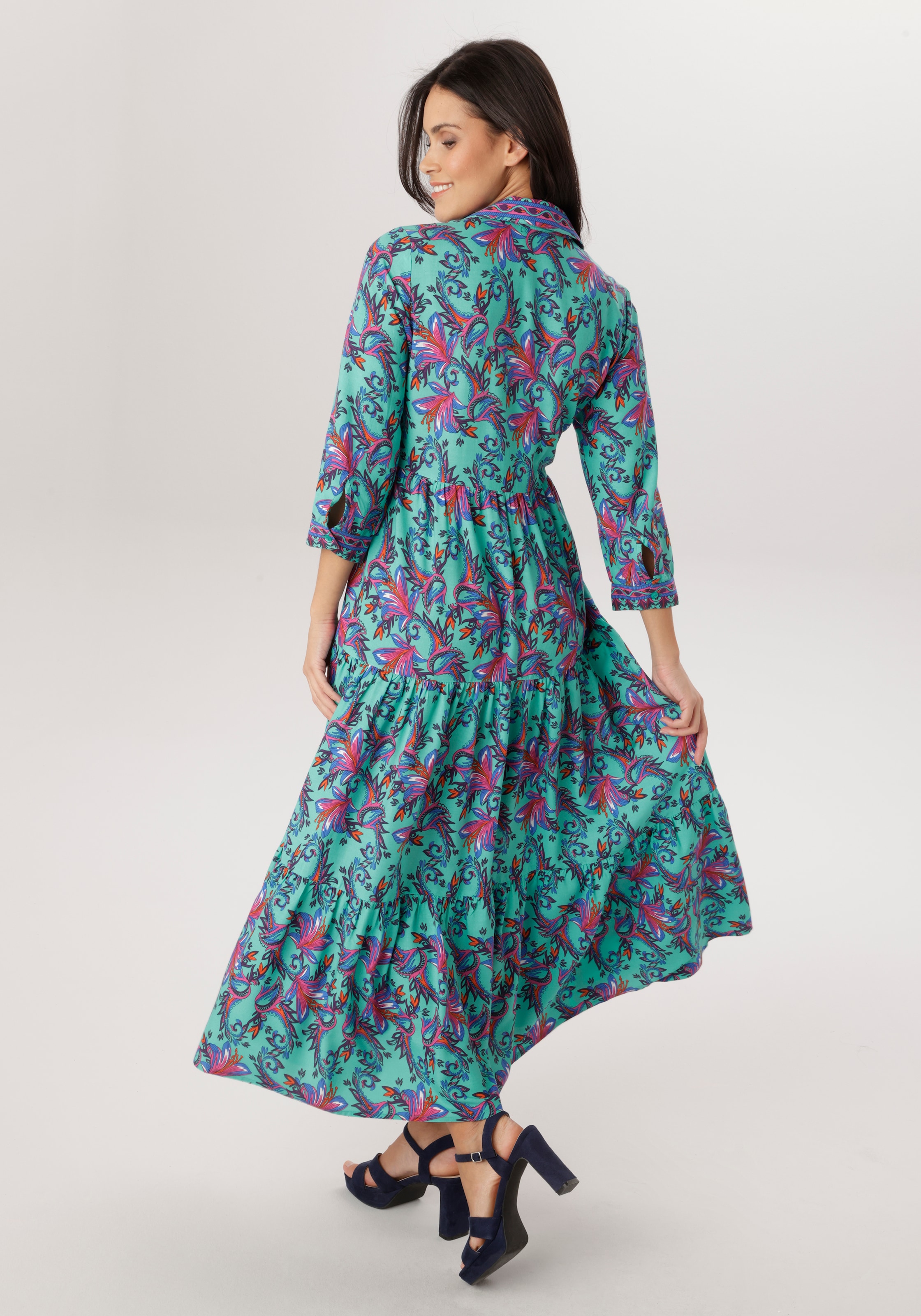 Aniston SELECTED Maxikleid in fantasievoller Ranken- und Blütendruck - NEUE KOLLEKTION