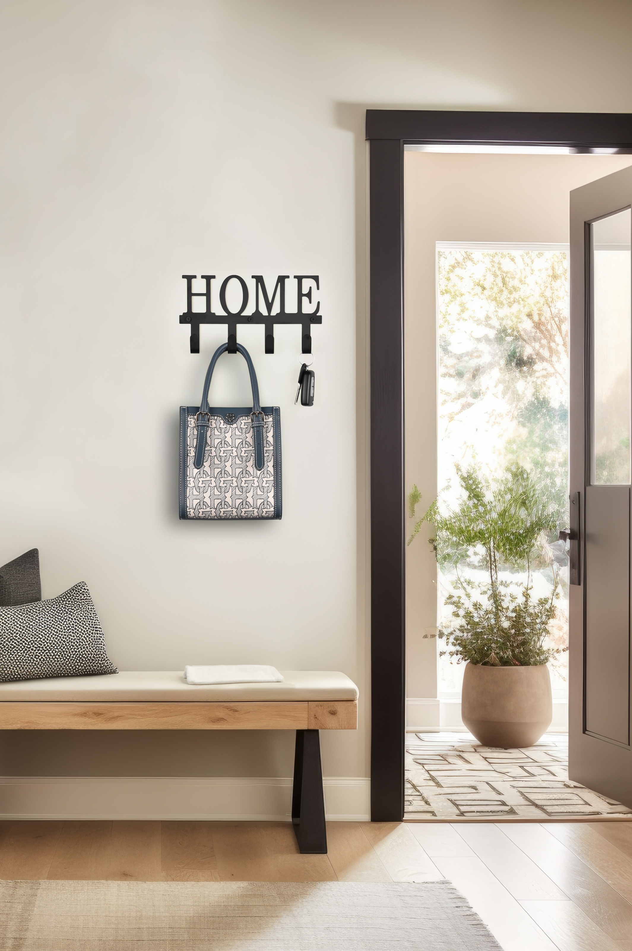 MIRRORS AND MORE Garderobe »Nelly« 1 Stk. tlg. Home Schriftzug mit 4 Haken