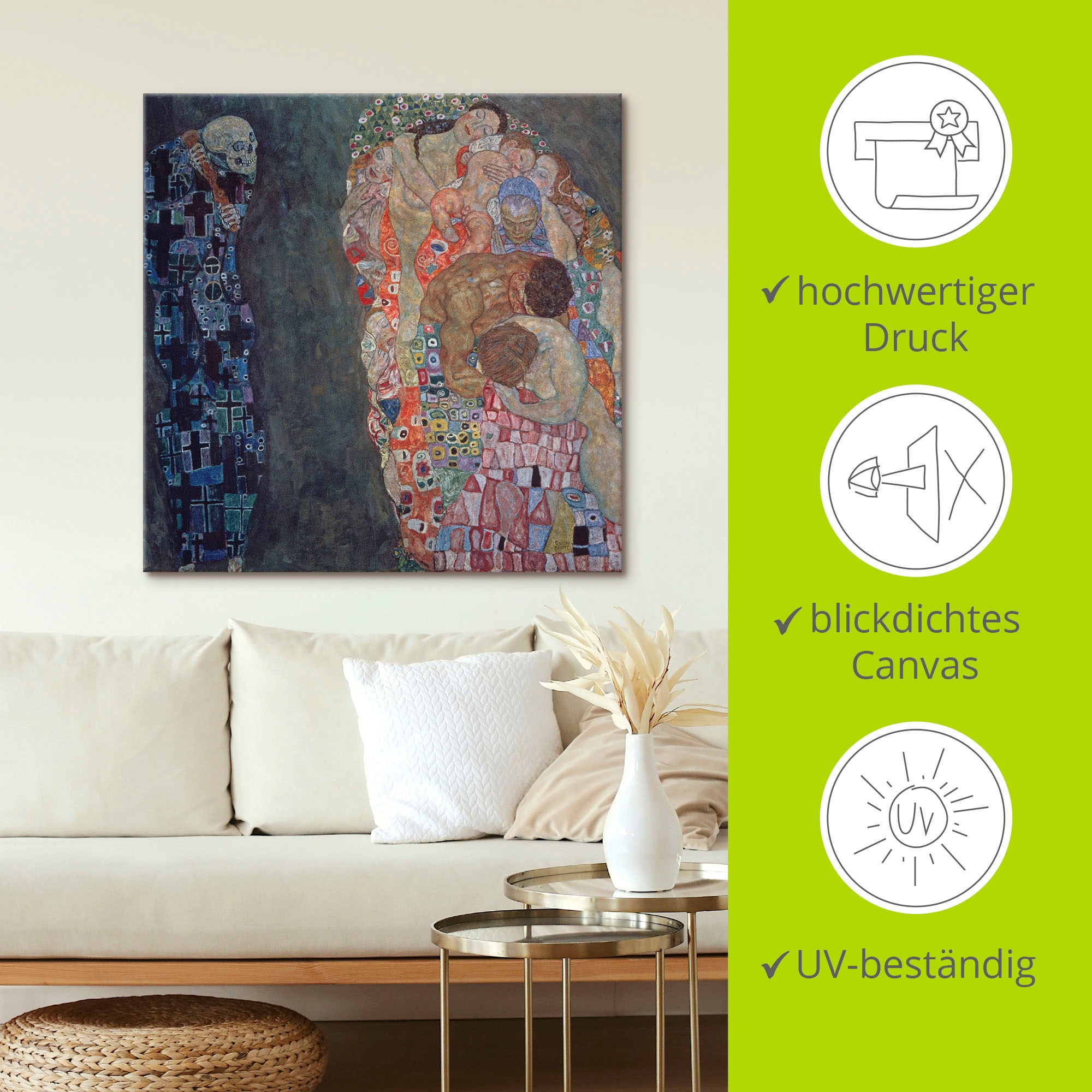 Artland Tableau sur toile »Tod und Leben. Vollendet 1916.« 1 cuis tlg. auf Holzrahmen gespannt