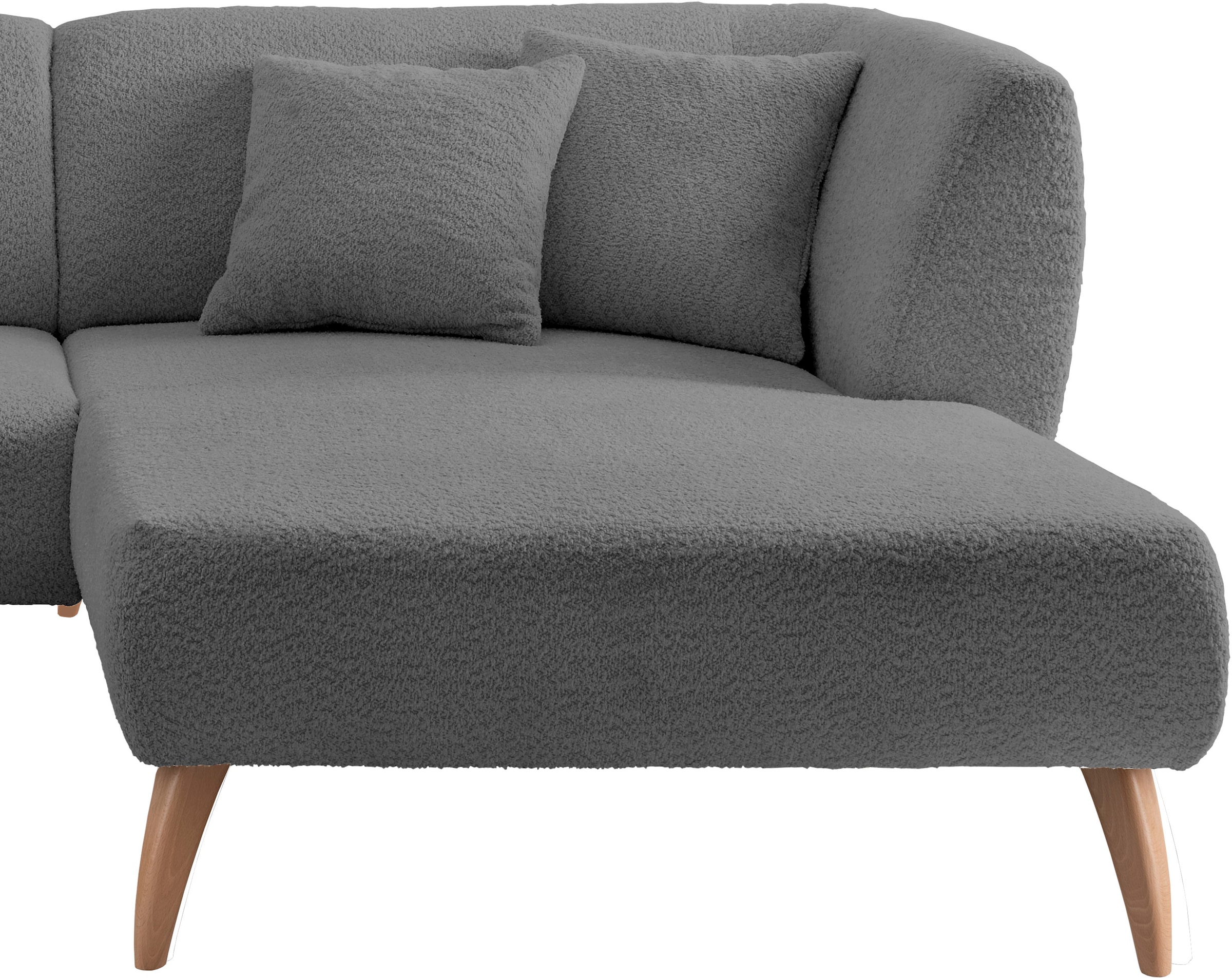 INOSIGN Ecksofa »Colori L-Form«, Holzfussfarbe wählbar, inkl. 4x Zierkissen