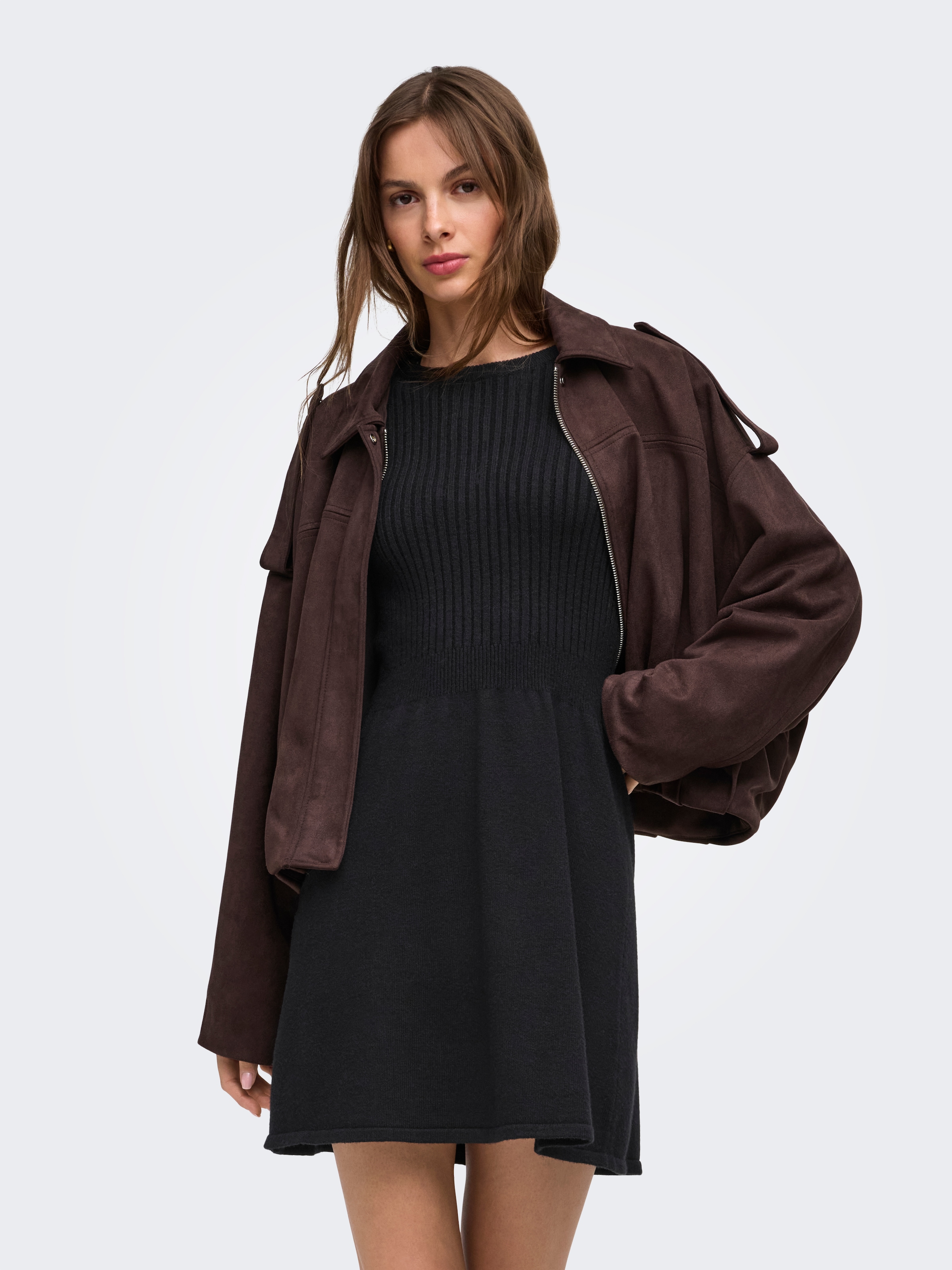 Image of ONLY Strickkleid "ONLFIA LS FIT FLARE ONEC DRESS CS KNT" Viskosemischung, normal geschnitten