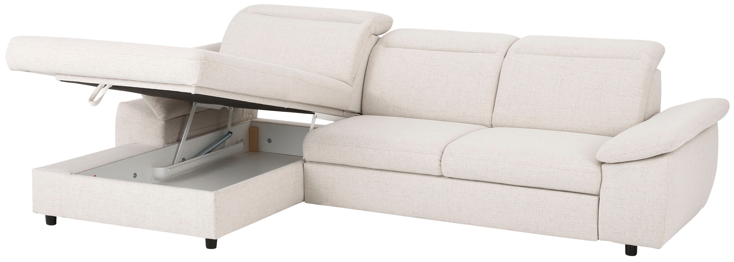 Home affaire Ecksofa »Mauritius L-Form«, mit Kopfteil- und Armlehnverstellung, mit Bettfunktion und Bettkasten