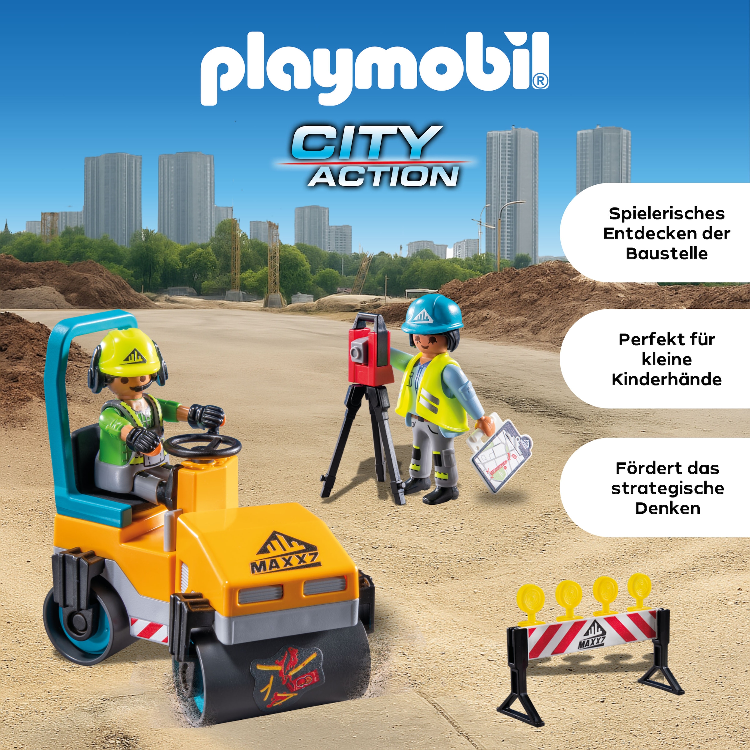 Playmobil® Konstruktions-Spielset »Strassenbaustelle (71751), Playmobil Action Heroes«