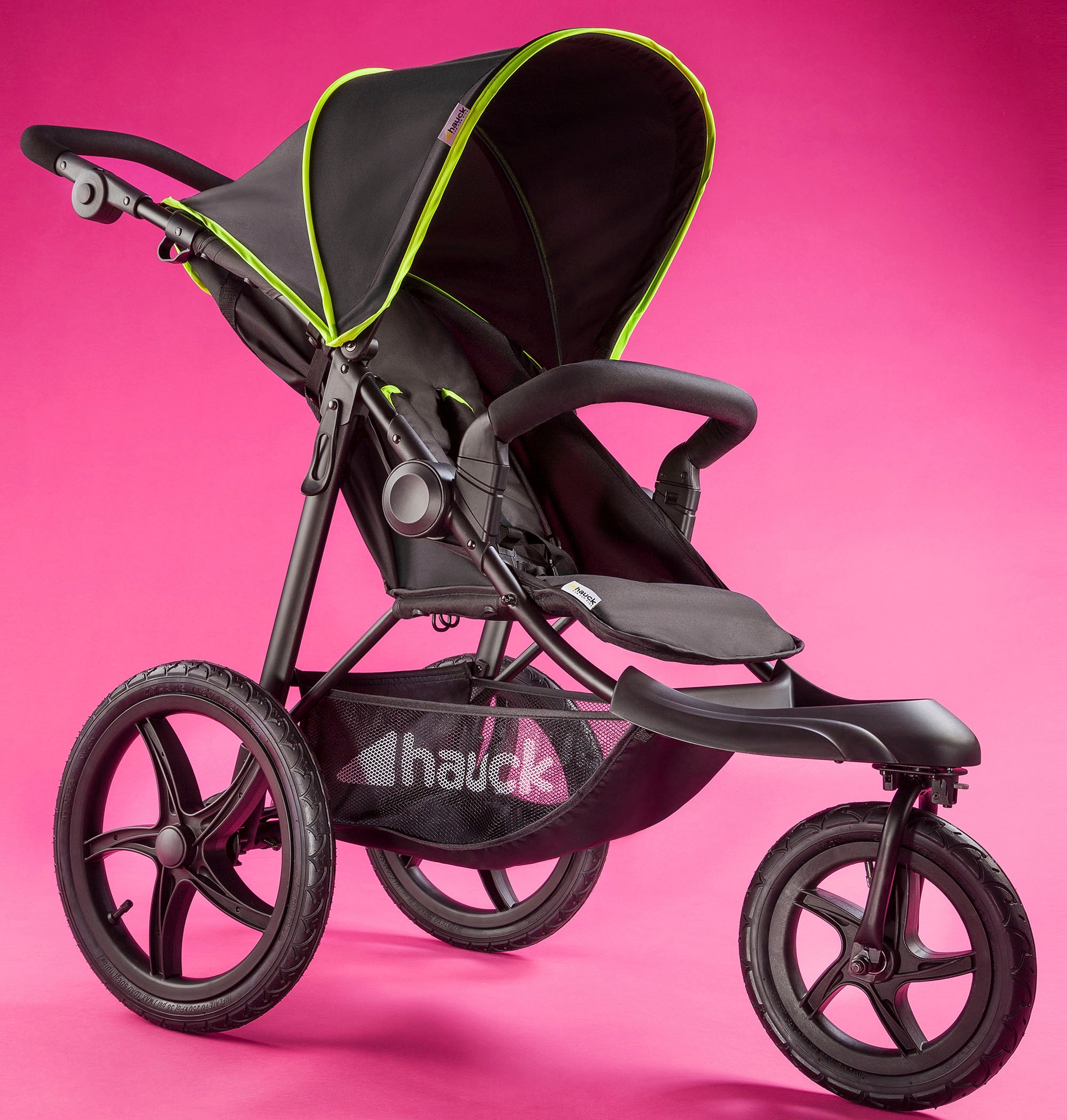 Hauck Poussette à trois roues »Runner black/neon yellow« mit schwenk- und feststellbarem Vorderrad
