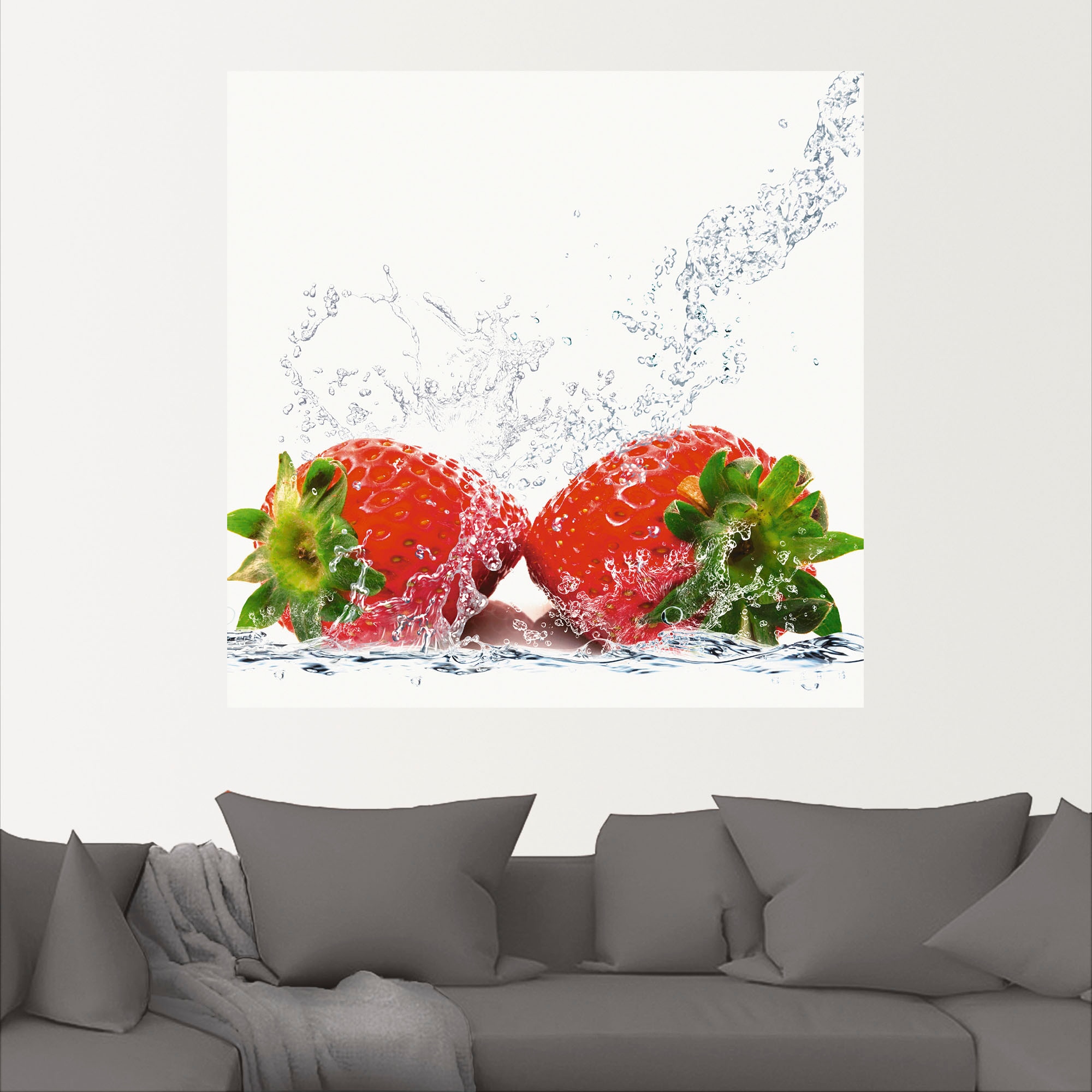 Artland Wandfolie »Erdbeeren mit Spritzwasser«, Lebensmittel, (1 St.), selbstklebend