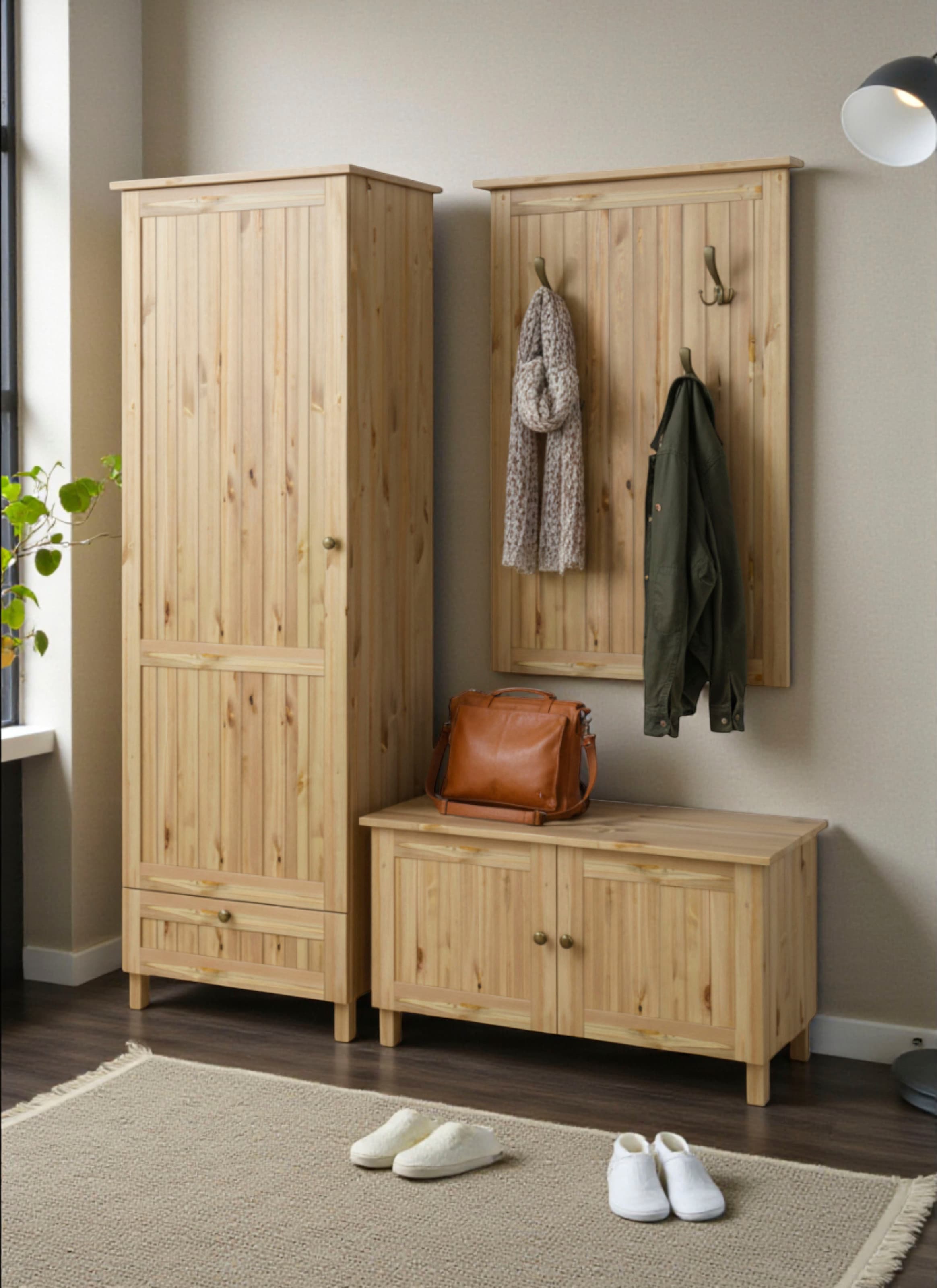 GOODproduct Garderobenpaneel »Juventus« 1 Stk. tlg. aus massiver Kiefer, 4 Doppelhaken