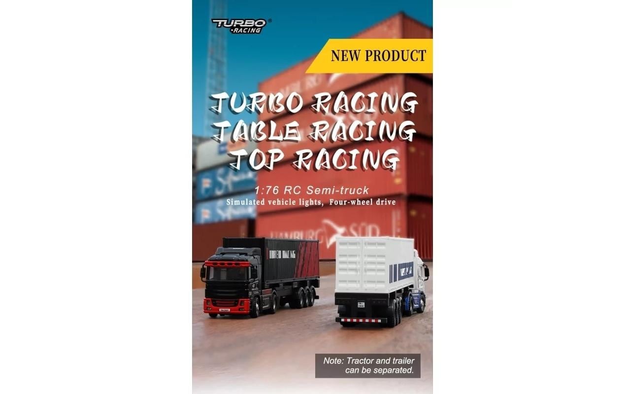 RC-LKW »Turbo Racing Lastwagen C50 mit Anhänger Weiss,«