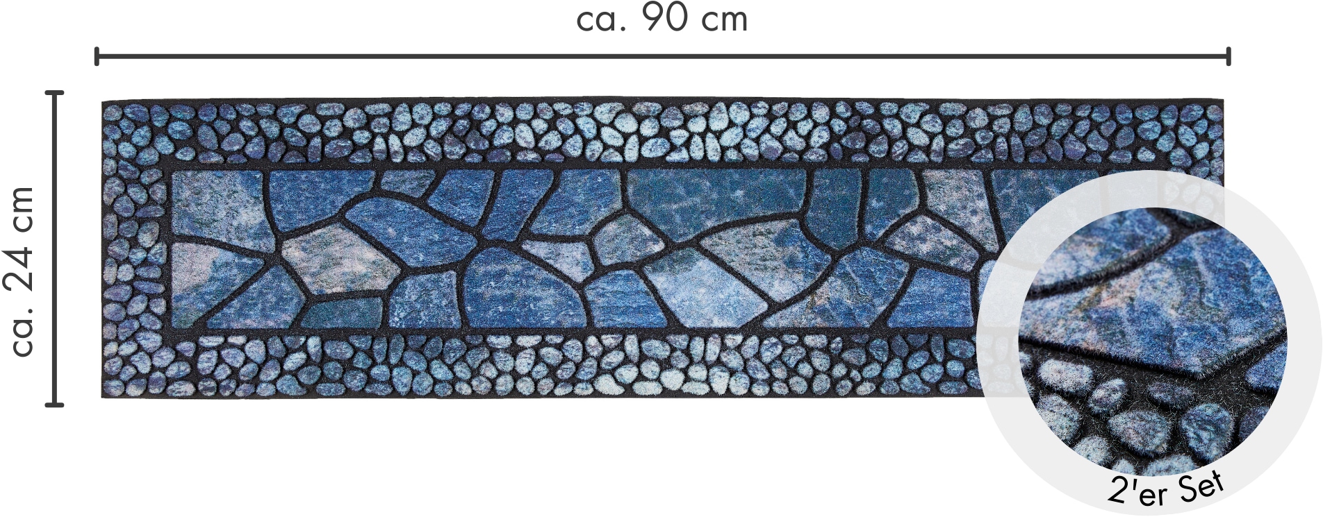 Andiamo Tapis de marche »Outdoor, 2er Set« Rectangulaire 6 mm Höhe Outdoor-Stufenmatten, Stein Motiv, Gartenbereich, Aussenbereich