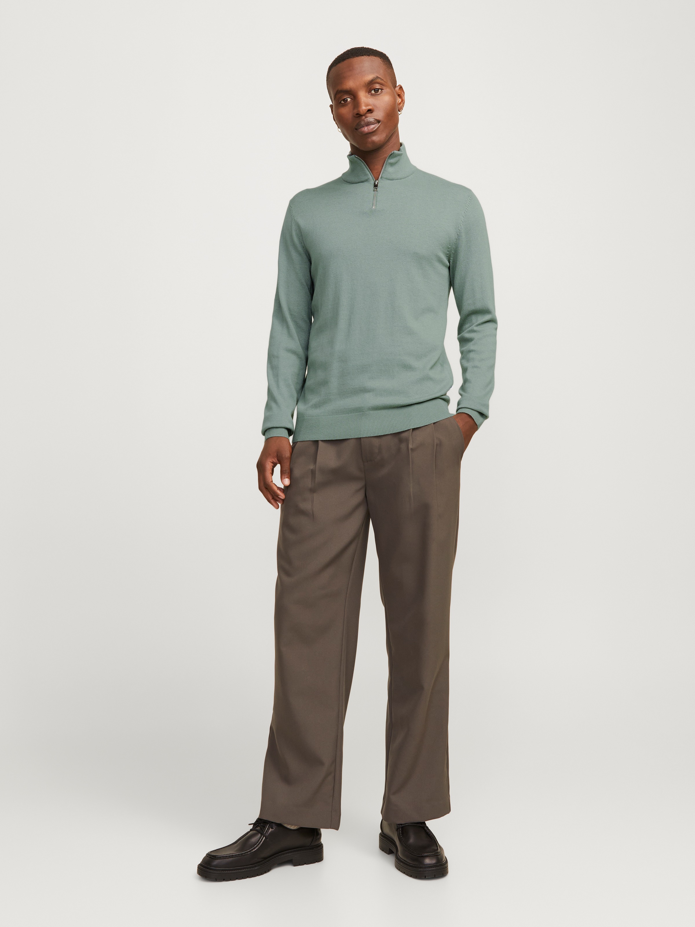 Jack & Jones Troyer »JJEEMIL KNIT HALF ZIP NOOS«, mit Rippbündchen