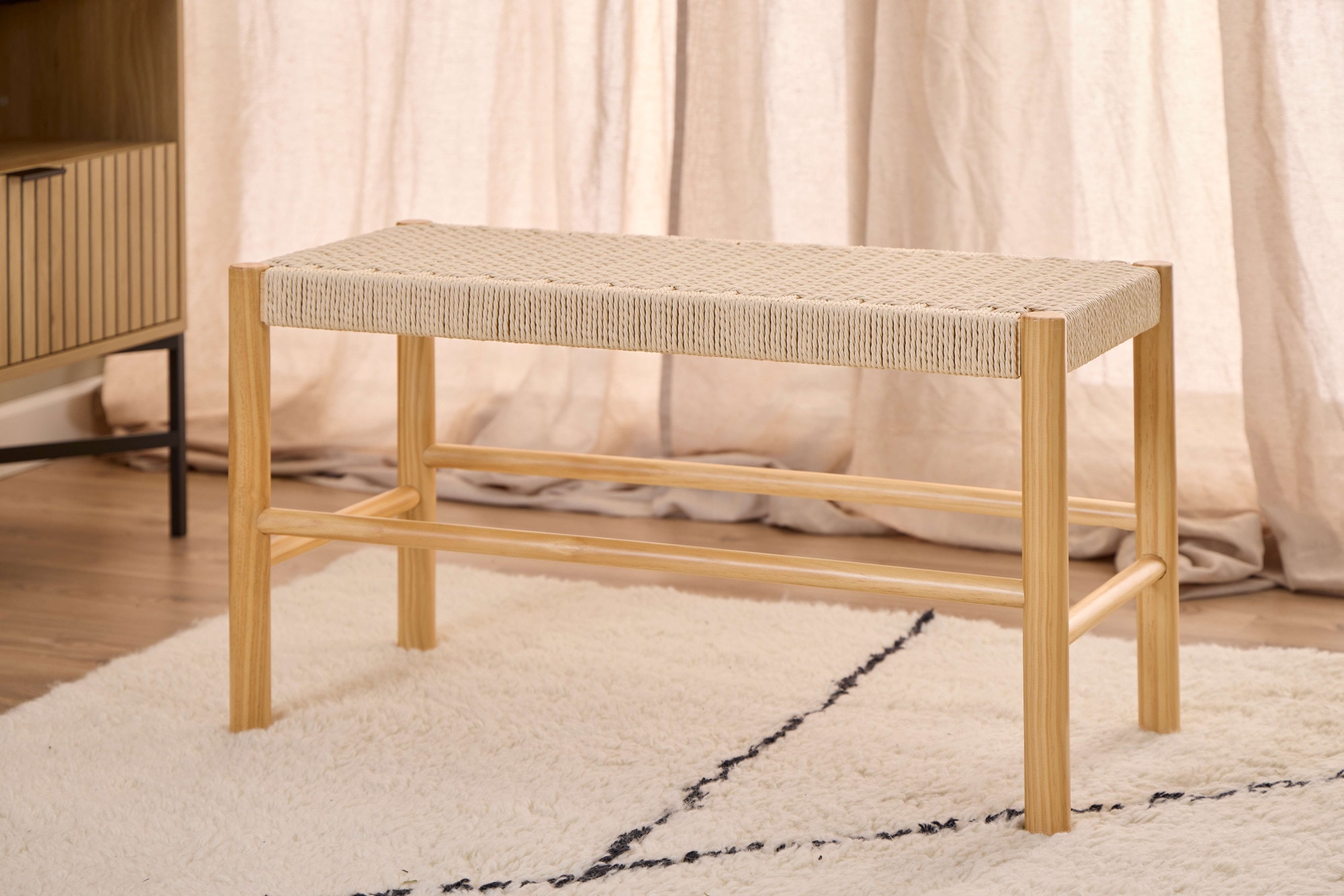 ACTONA GROUP Banc »Alvin, Sitzbank, Esszimmerbank« Banc, naturel, osier papier, avec motif tressé, 80x35x45 cm