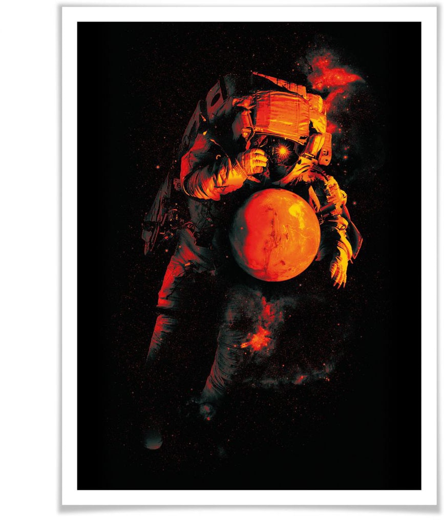 Poster Mars Wandposter St.), Astronaut, (1 Bild, Schwarz Wall-Art »Astronaut Weltall«, Wandbild, Poster, kaufen