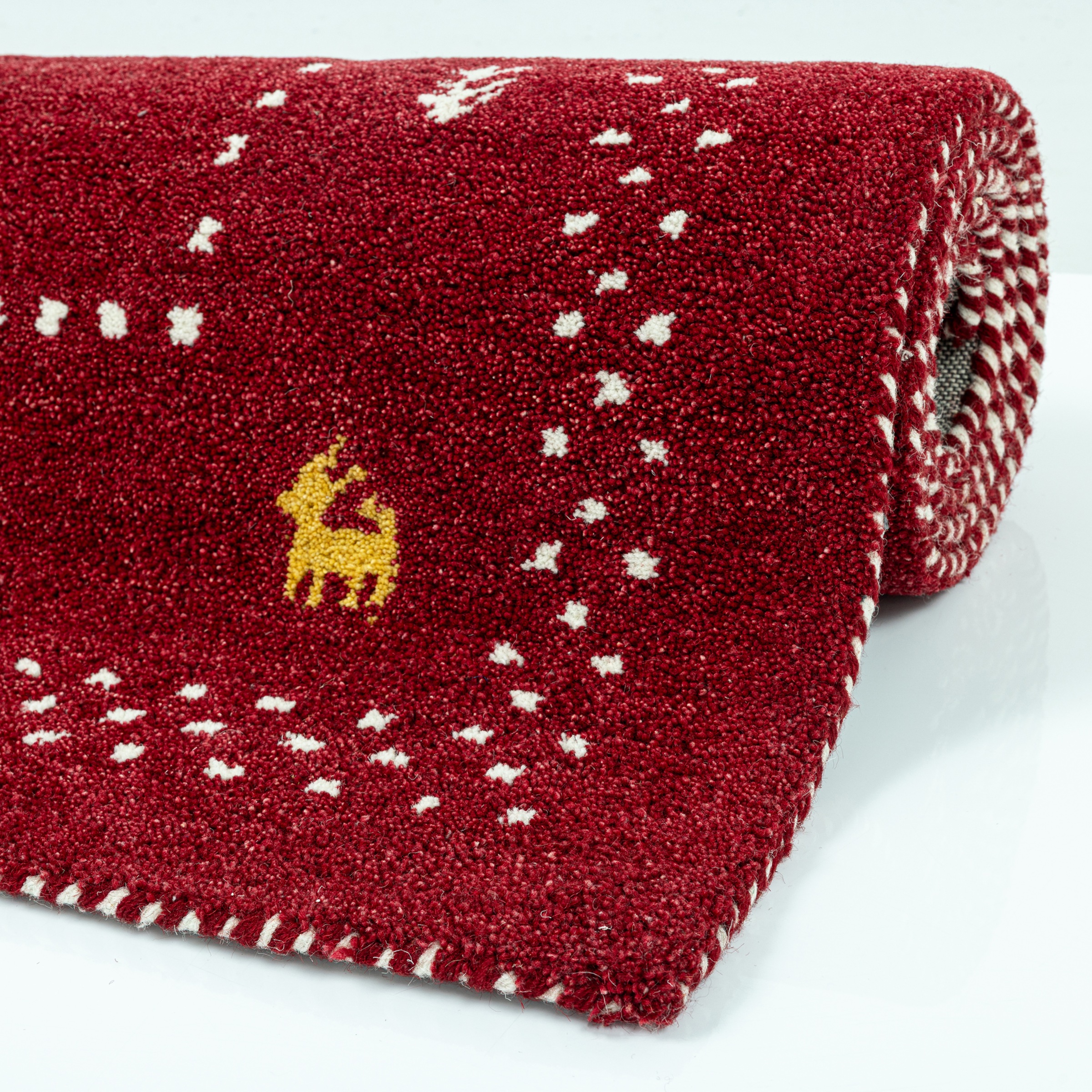 THEKO Tapis en laine »Gabbeh Bordüre, Handgefertigt, Teppich, Tiermotiv, reine Wolle« Rectangulaire 14 mm Höhe salon, chambre, salle à manger