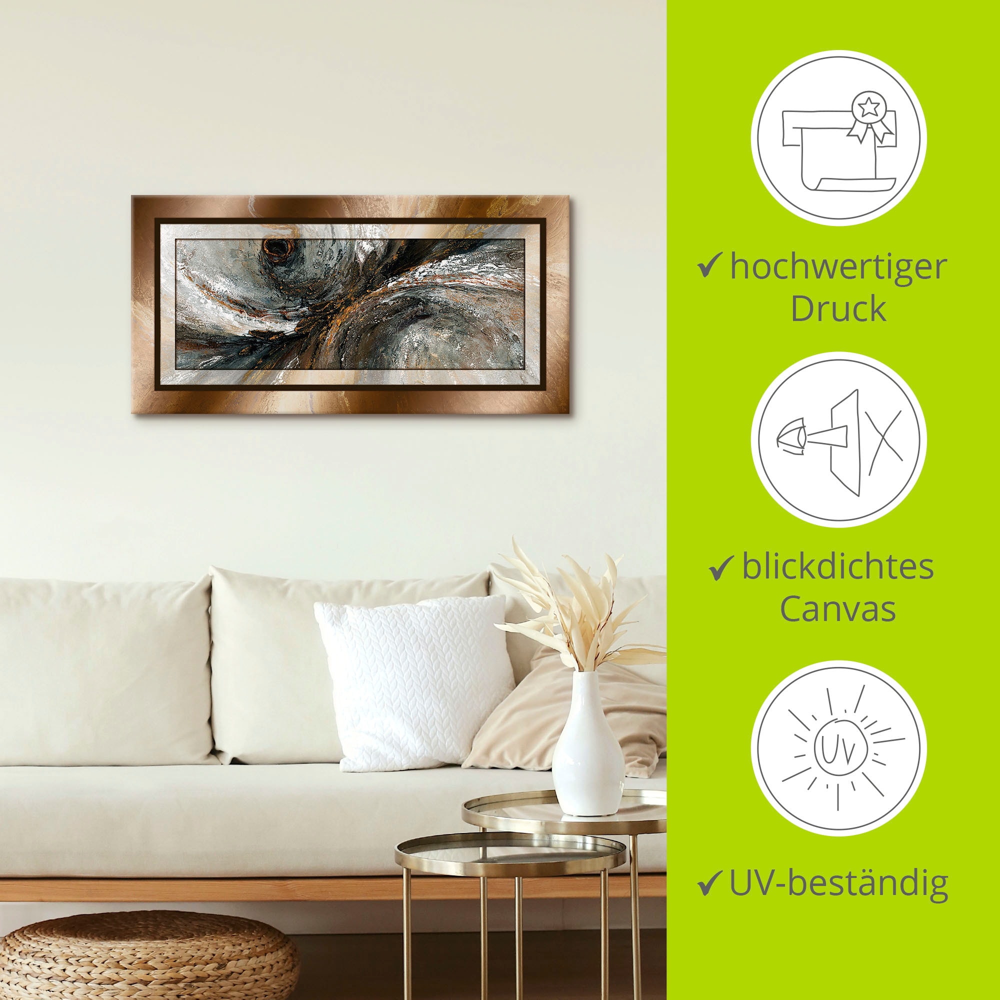 Artland Wandbild »Gold Abstrakt 2«, Gegenstandslos, (1 St.), als Alubild, Outdoorbild, Leinwandbild, Poster in verschied. Grössen