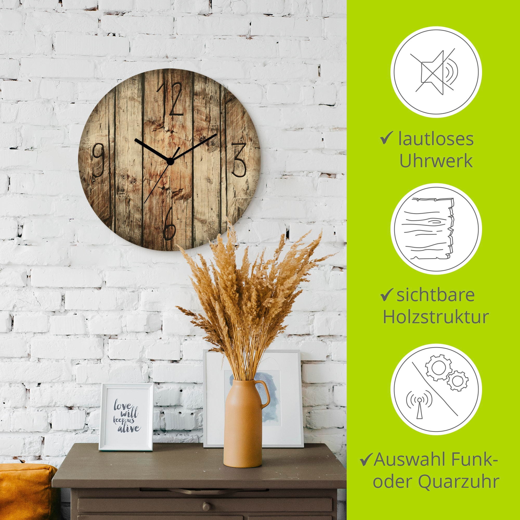 Artland Wanduhr »Chroniken der Natur« wahlweise mit  Quarz- oder Funkuhrwerk, lautlos ohne Tickgeräusche