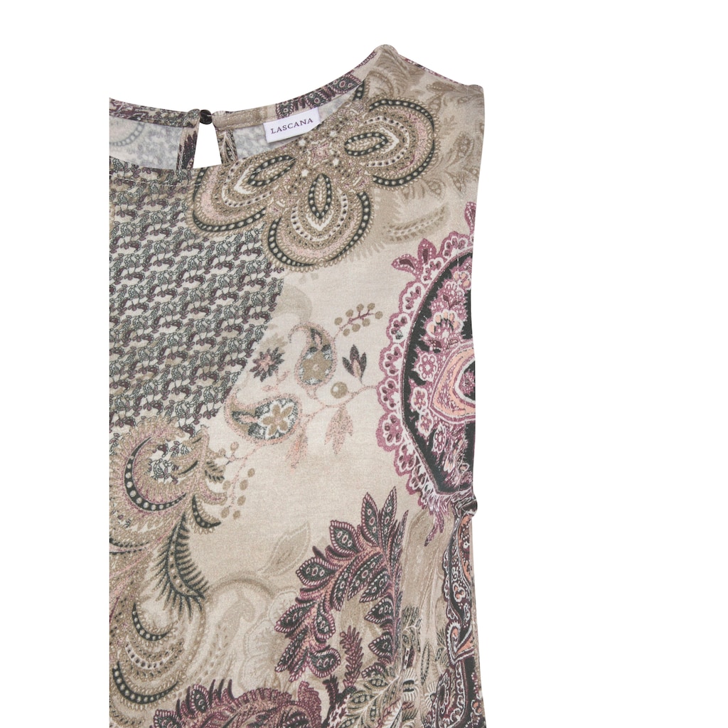 LASCANA Jerseykleid, mit Paisleydruck, elastisches Sommerkleid mit Gummizug, Strandkleid