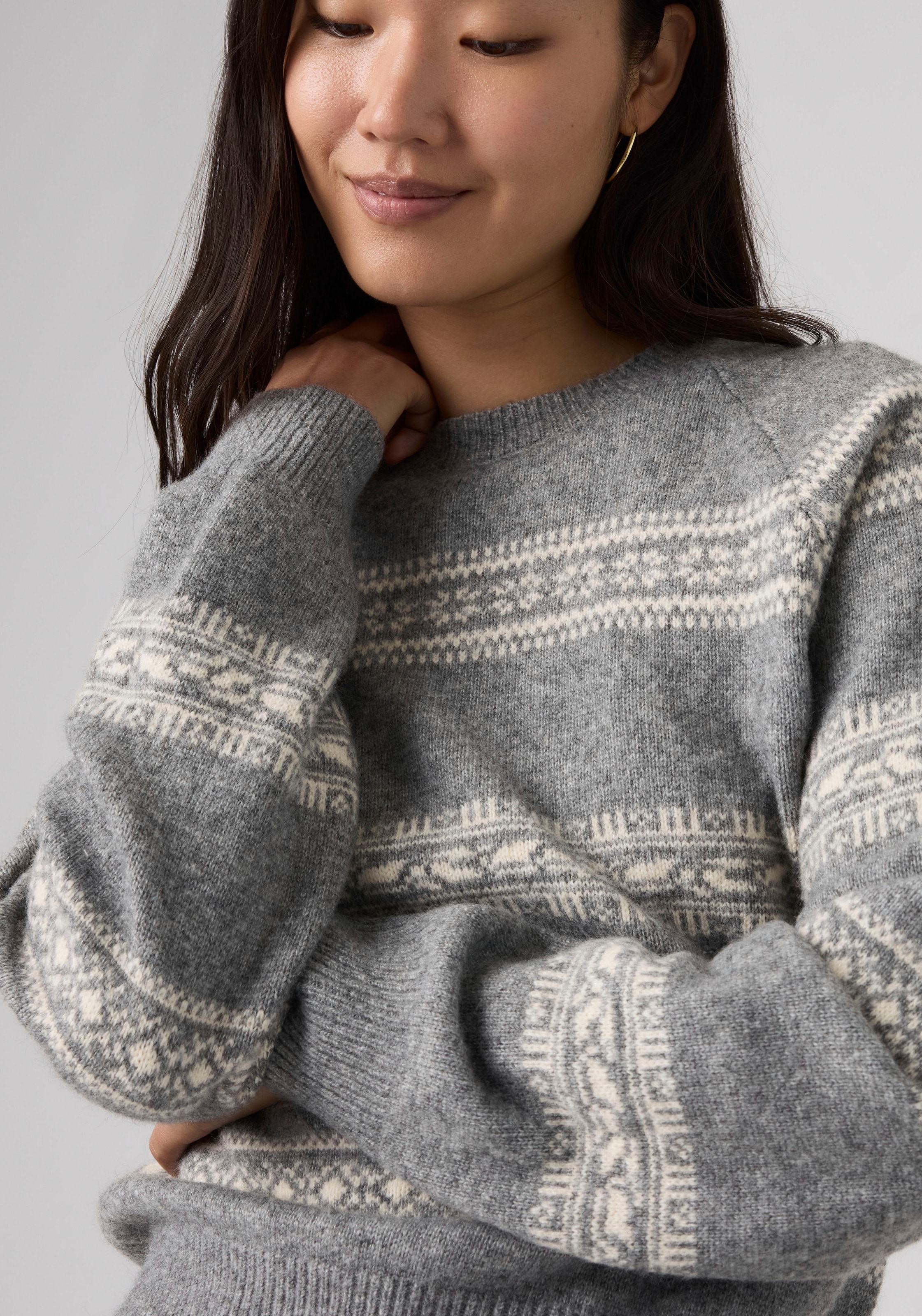 Levi's® Strickpullover »CREWNECK SWEATER« mit femininem Norwegermuster, Materialmix