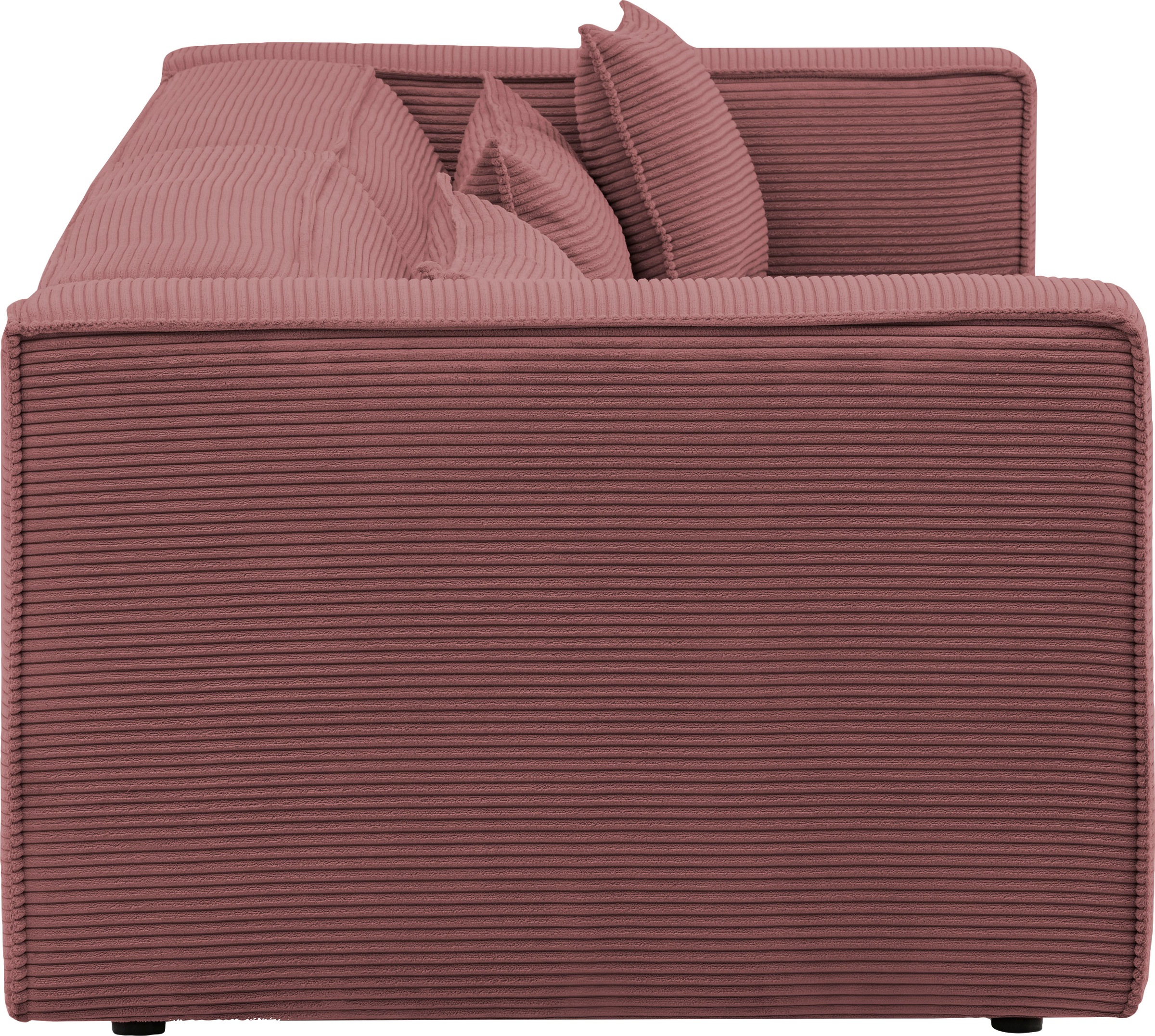 LeGer Home by Lena Gercke 3-Sitzer »PIARA, Couch mit Kedernaht, Sofa in Cord oder Leinenoptik«, schwarze Füsse, bequemer Sitzkomfort