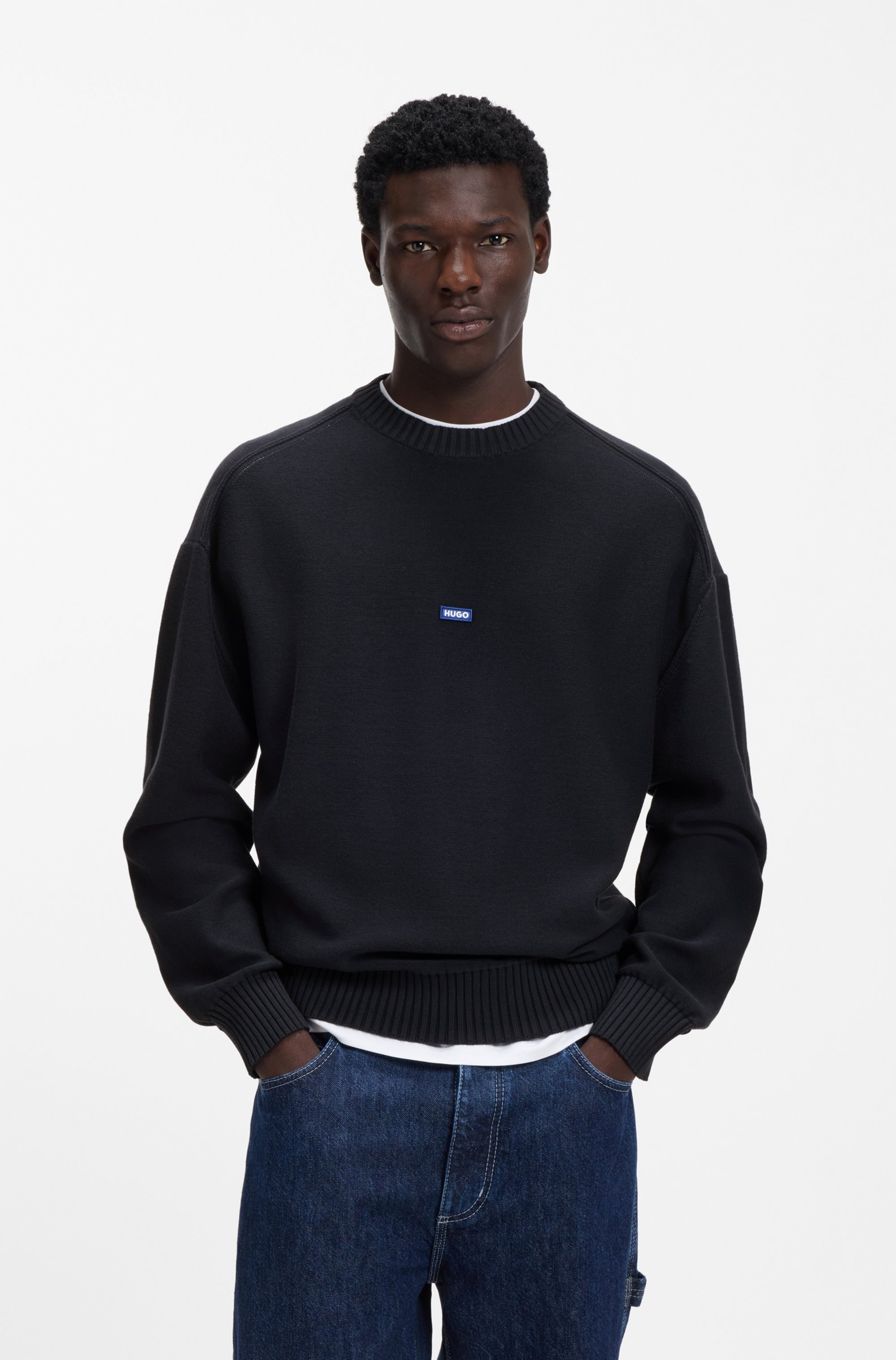 Image of HUGO Strickpullover Relaxed Fit, Rundhalsausschnitt, softe Strickqualität