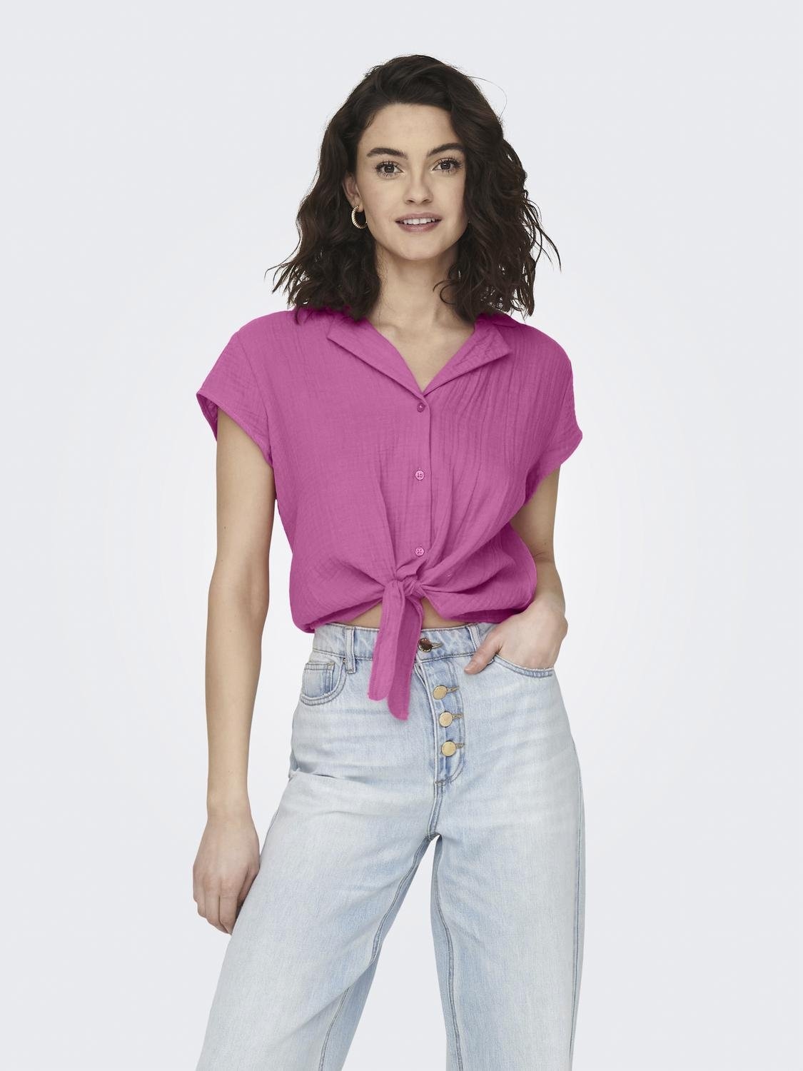 Image of ONLY Kurzarmbluse "ONLTHYRA LIFE CAPSLEEVE SHIRT WVN" Baumwolle, regular fit