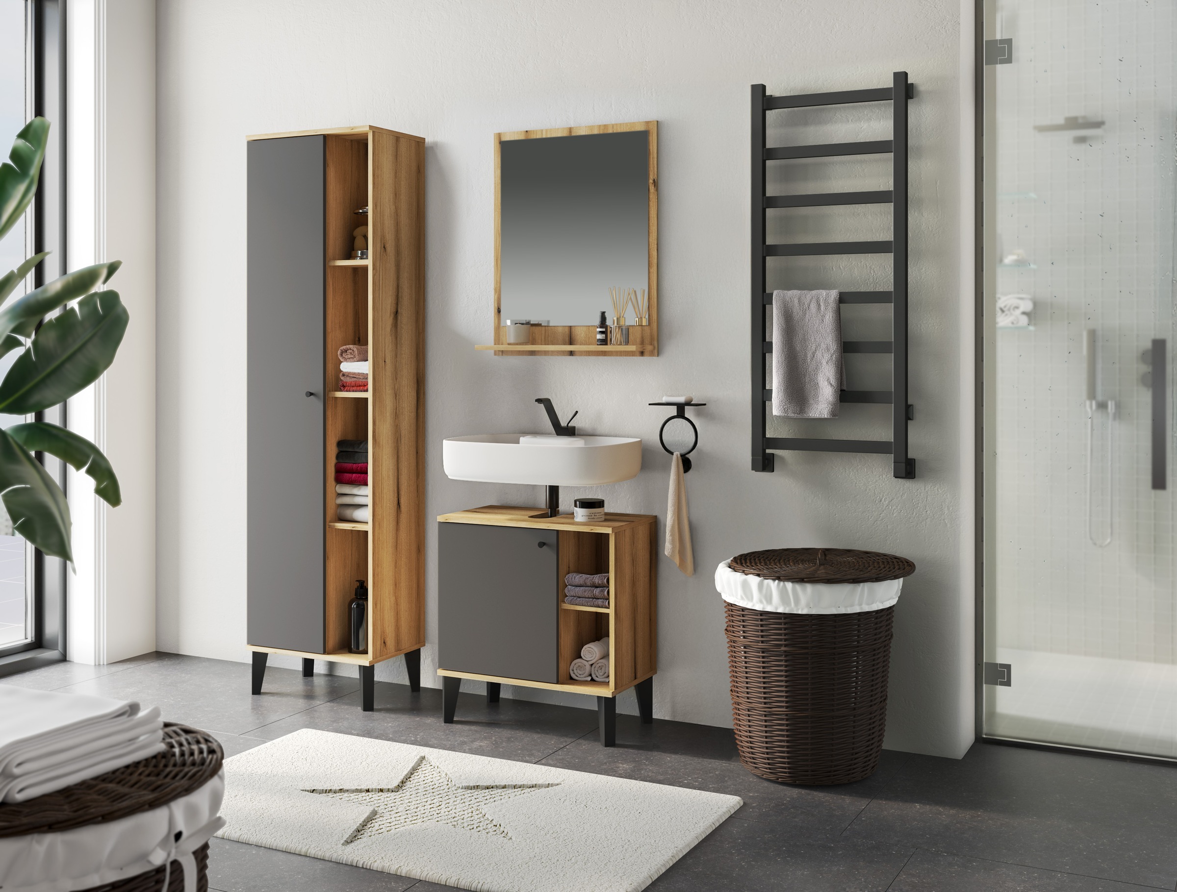 INOSIGN Badmöbel-Set »OSLO, Bad im skandinavischen Design« Set, 3 Stk. tlg.
