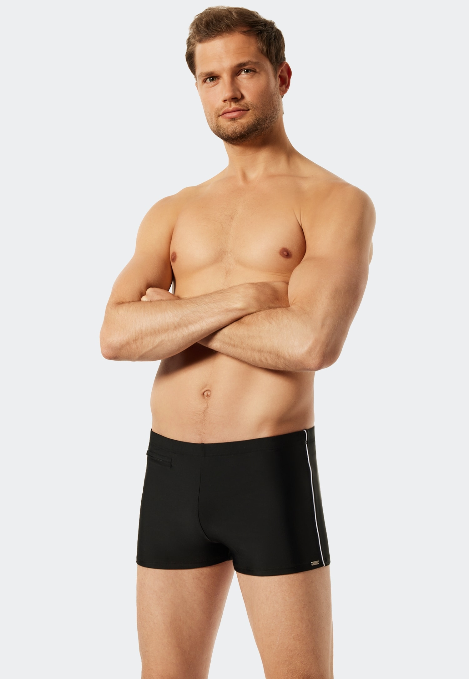 Image of Schiesser Badehose "Nautical Casual" mit seitlichen Streifen, flache Reissverschlusstasche