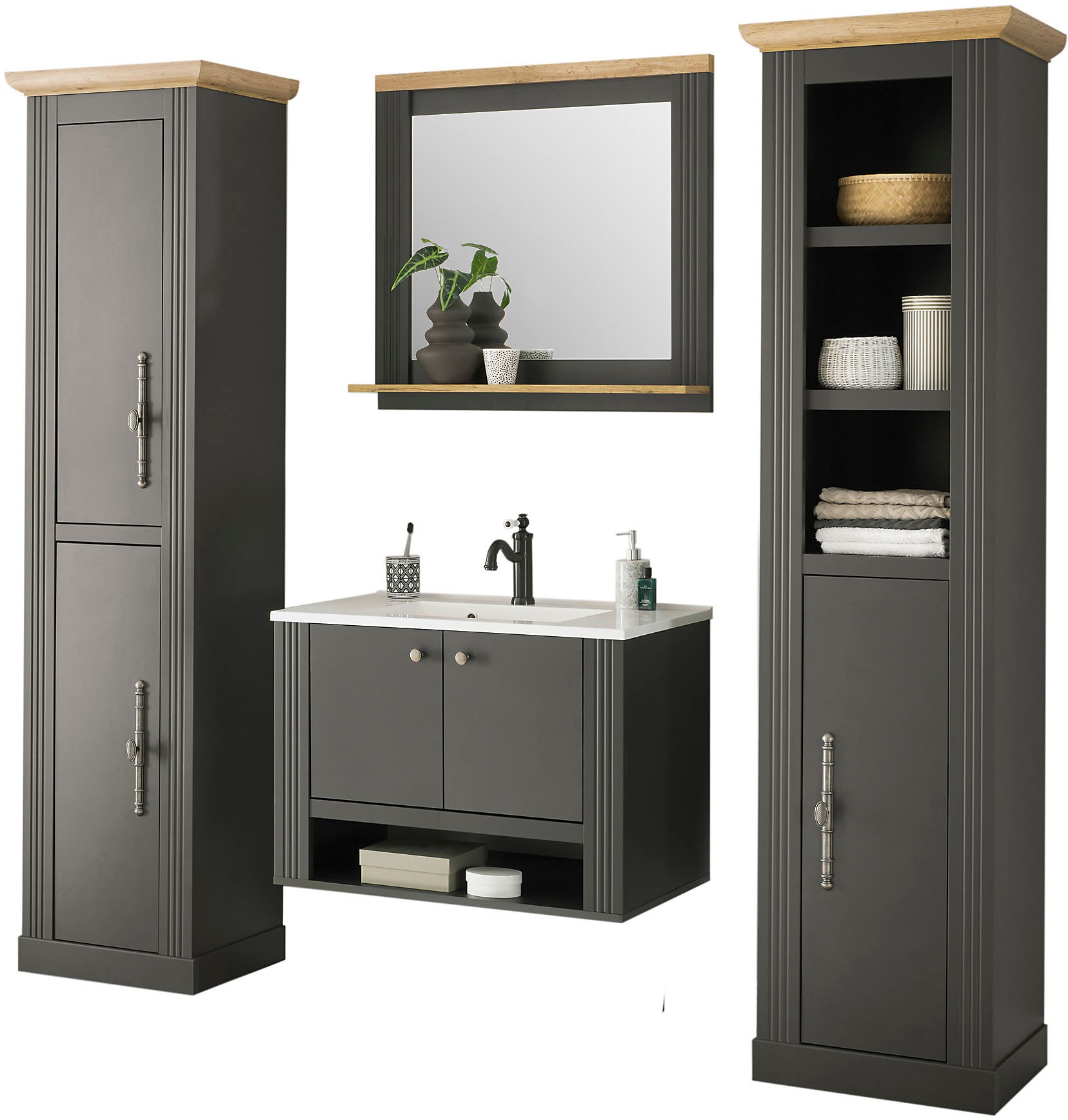Image of GOODproduct Badmöbel-Set "WESTMINSTER, Bad im Landhausstil, 4-teiliges Badezimmer" 4 Stk. tlg.