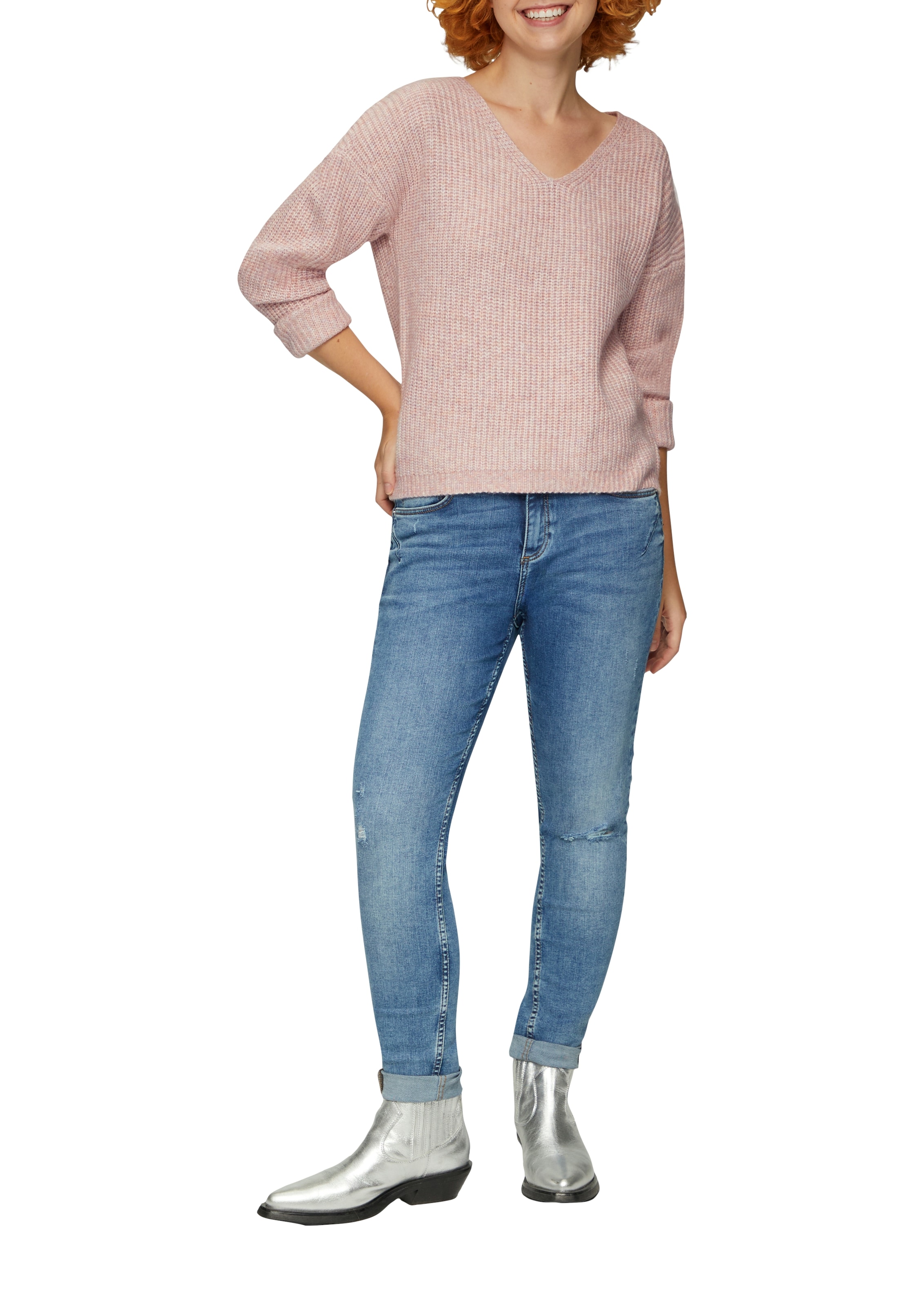 QS Pull en tricot in Melange Optik