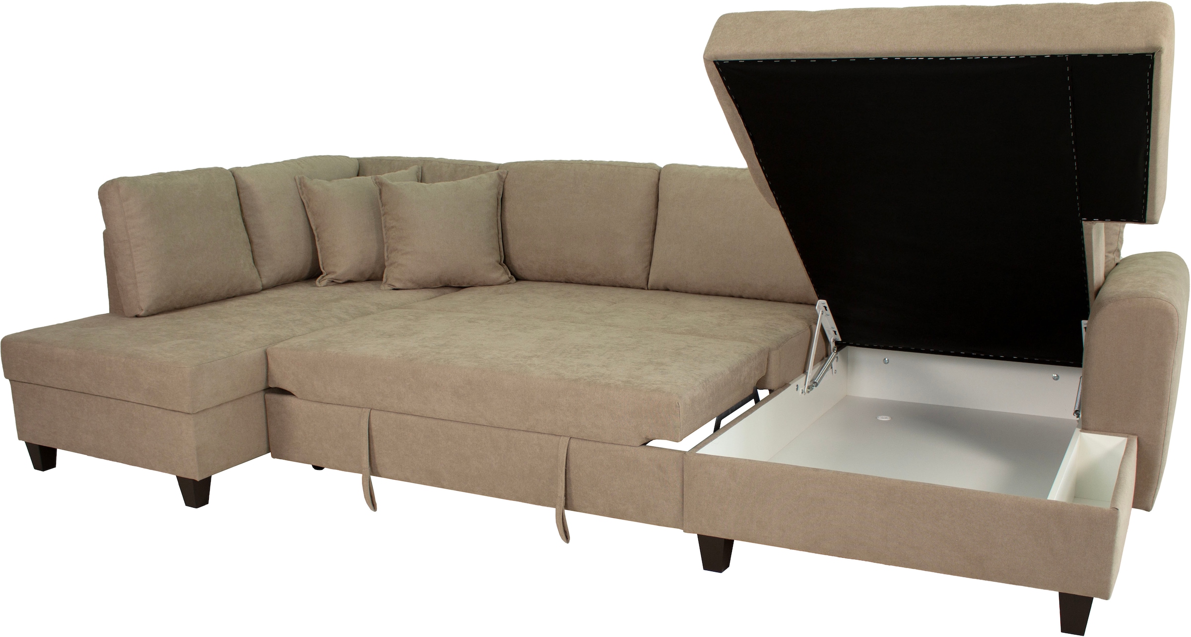 Trends by HG Paysage de salon »Moritz U-Form, B: 324 cm« mit Bettfunktion, Bettkasten & Zierkissen