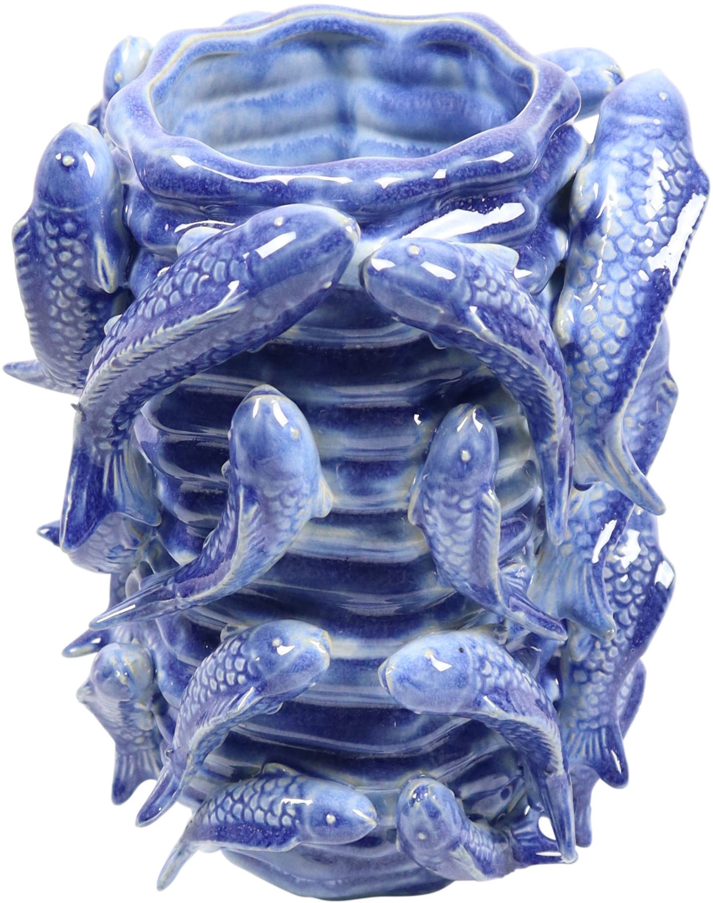 Image of AM Design Dekovase "Keramik, mit Fischmotiven in Blau" maritimes Design für Ihr Zuhause