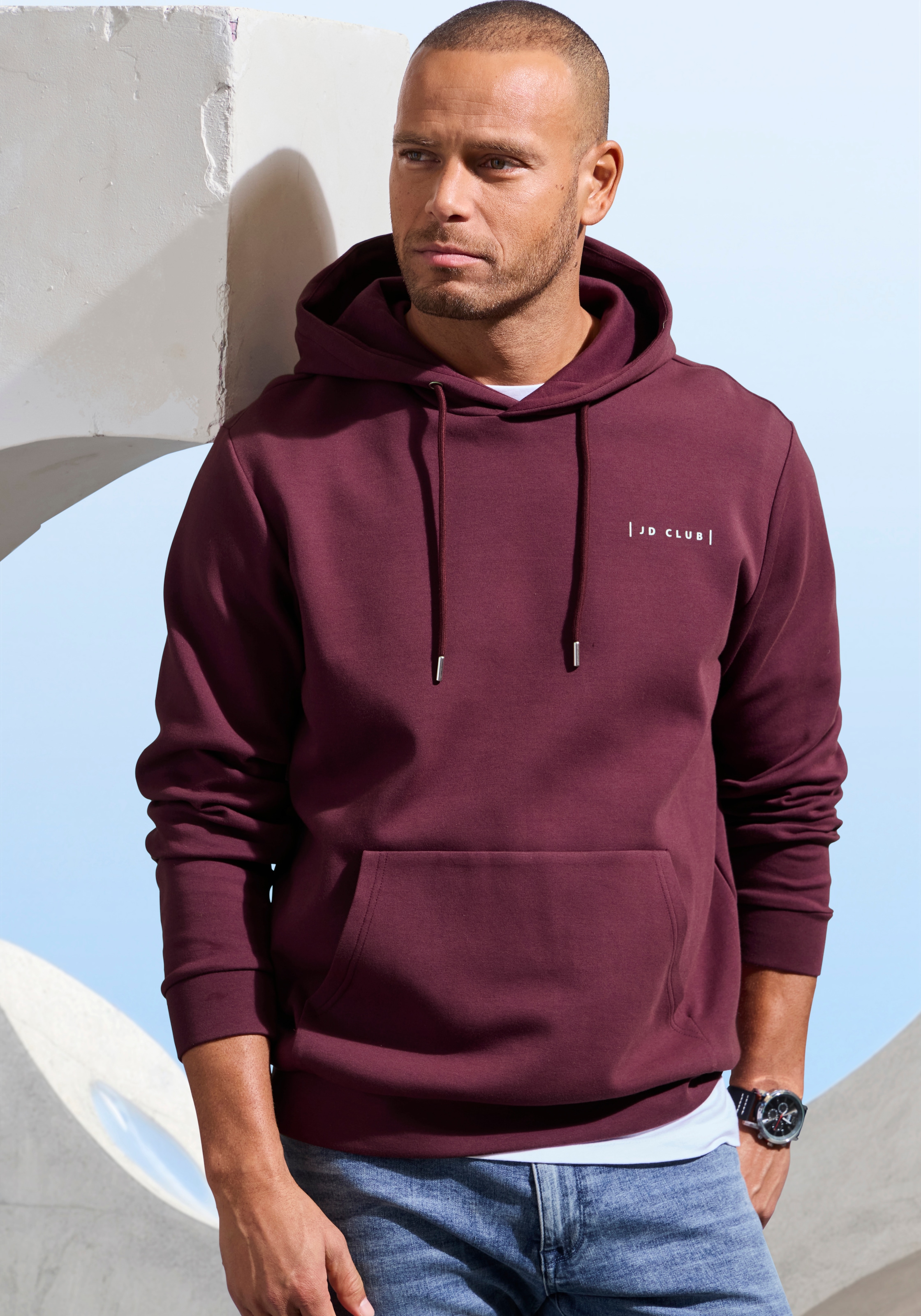 John Devin Hoodie »bis Grösse 5XL«, hochwertige Qualität mit dezentem Logodruck vorn
