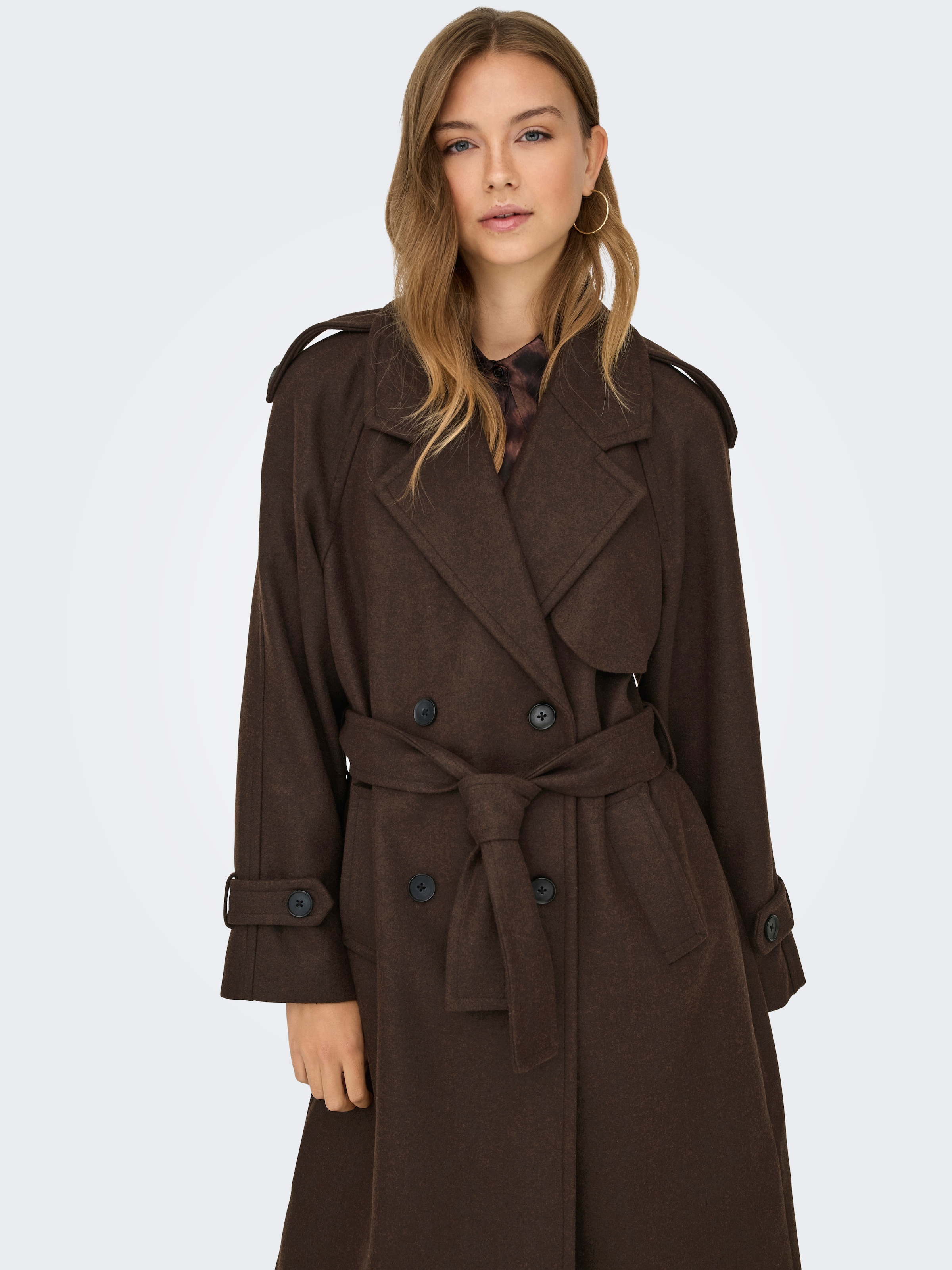 ONLY Manteau long »ONLDEAR-TRILLION LONG BELT COAT PNT NOOS« Kunstfaser