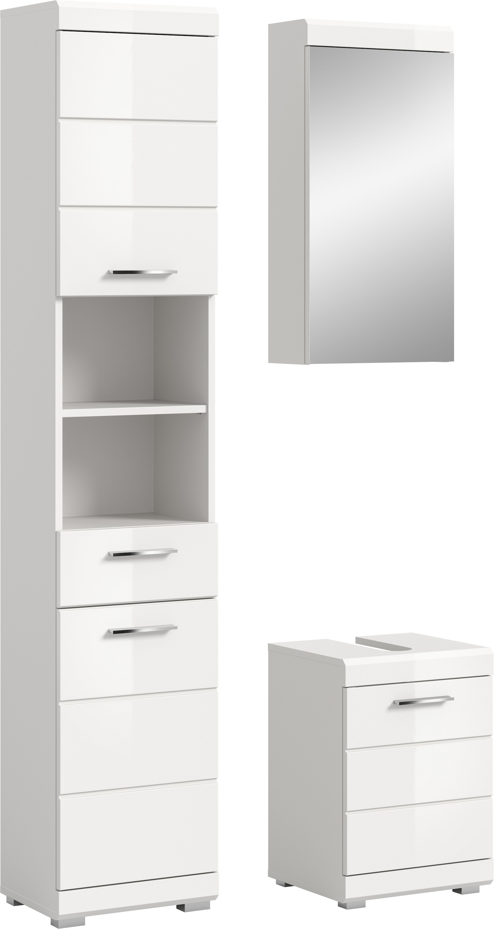 Image of welltime Badmöbel-Set "SIENA, 3-tlg., Waschbeckenunterschrank, Spiegelschrank & Hochschrank"