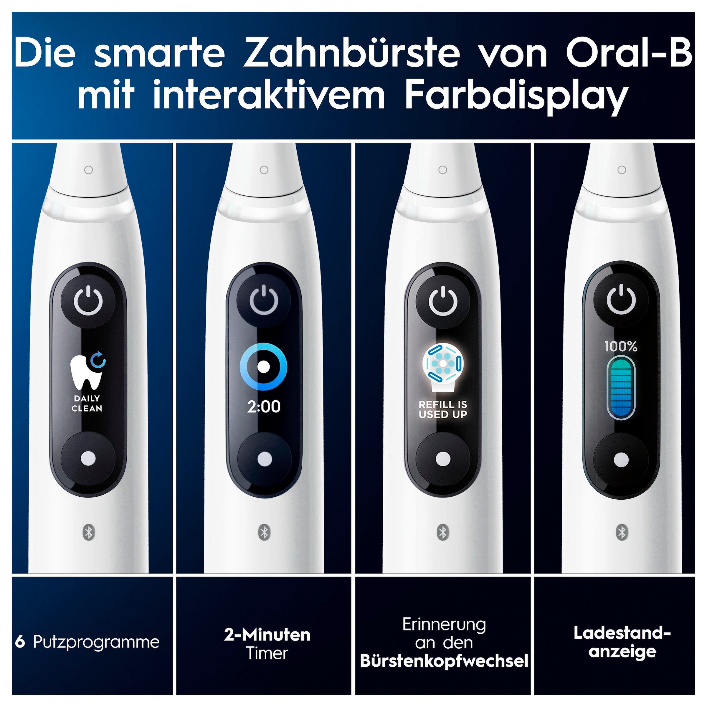Oral-B Brosse à dents électrique »iO 8« 2 cuis Aufsteckbürsten avec technologie magnétique, 6 modes de nettoyage, écran couleur & étui de voyage