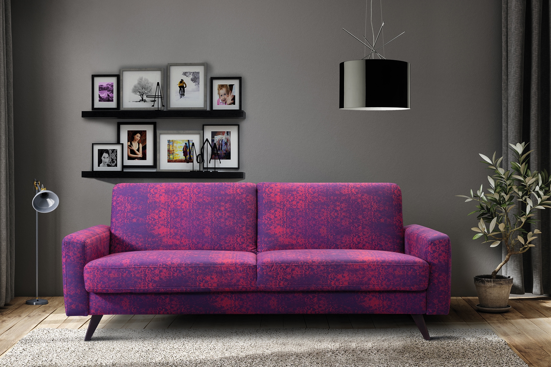 exxpo - sofa fashion 3-Sitzer, mit Schlaffunktion, Bettkasten und Holzfüsse