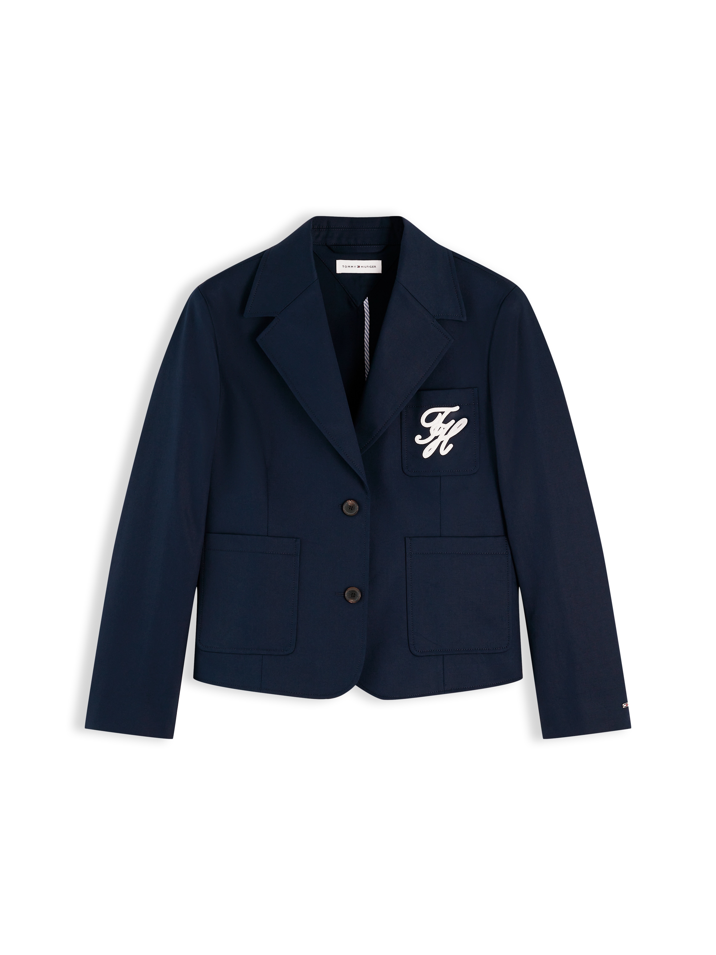 Tommy Hilfiger Blazer court »CHINO DRESSING COTTON BLAZER« en coton pur, avec col à revers