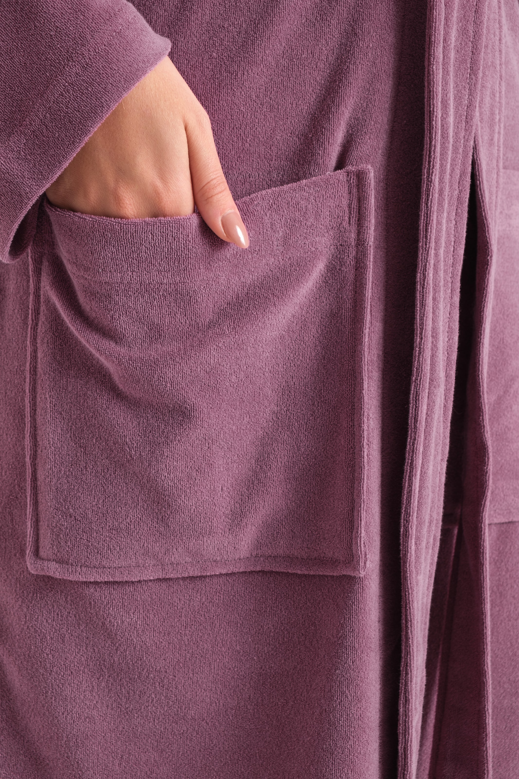 GOODproduct Peignoir de bain femme »Jule, ideal für Sauna & Spa, Hotelbademantel, Morgenmantel« 1 cuis einfarbiger Leichtfrottier-Bademantel, hoher Baumwollanteil, XS-4XL