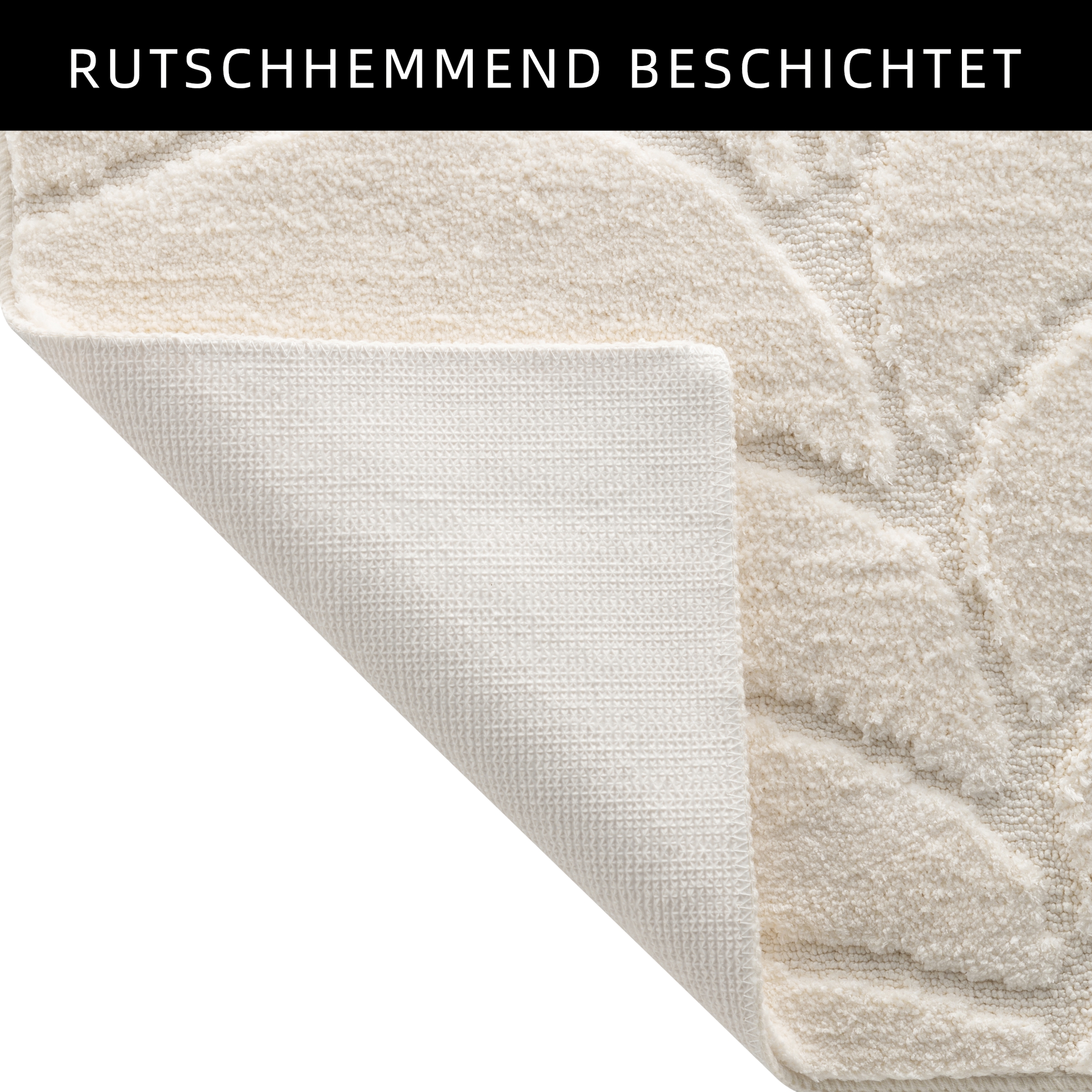 my home Badematte »Epense, Badvorleger, Badezimmer Teppich, Duschvorleger«, fussbodenheizungsgeeignet-schnell trocknend, Badteppich, Uni Farben, Blätter, Hoch-Tief Effekt