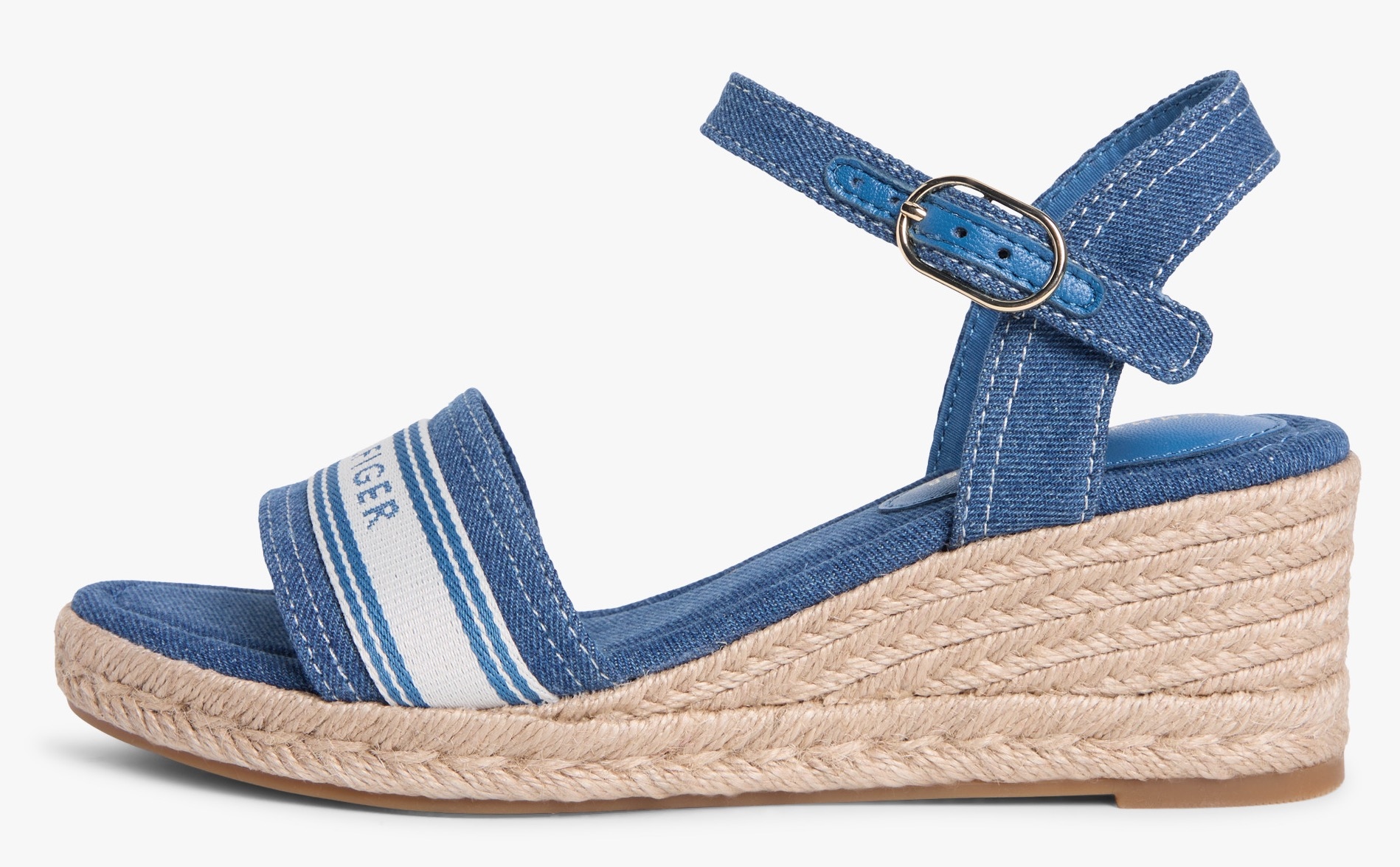 Tommy Hilfiger Sandales compensées »MID WEDGE ESPAD WEBBING«  chaussure d'été, sandale à brides avec garniture contrastée