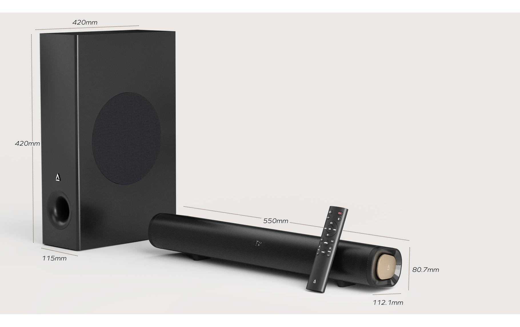 Creative Barre de son »Stage Pro, Soundbar mit Subwoofer 2.1-Soundbar mit Dolby Audio« ( ) HDMI Arc, USB Audio, optique, entrée Aux