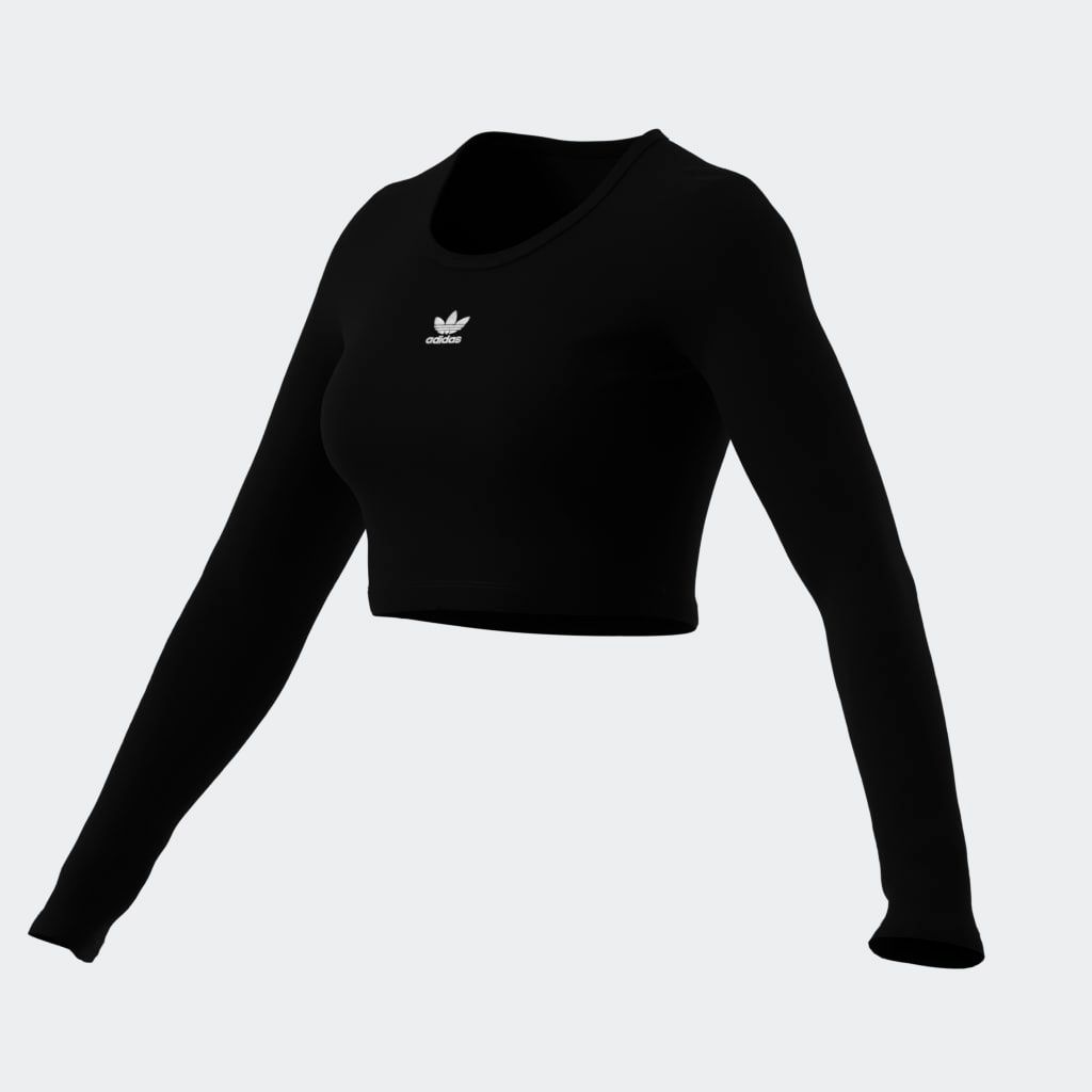 adidas Originals Langarmshirt »ESSENTIALS RIBBED CROP« bauchfrei, aus Baumwolle, Viskose und Elasthan, weicher Rippstrick