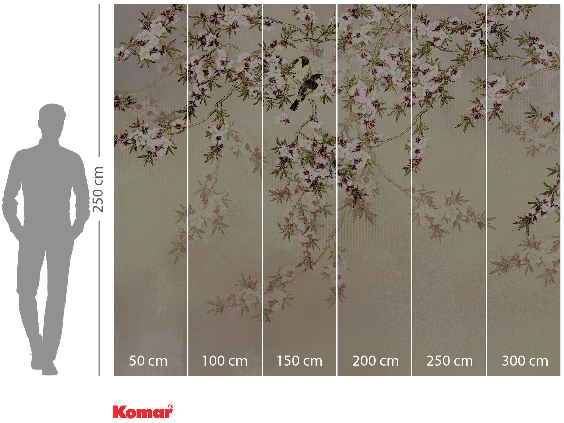 Komar Vliestapete »Digitaldruck Vlies -  Love Birds - Grösse 300 x 250 cm« bedruckt glatt Wohnzimmer, Schlafzimmer