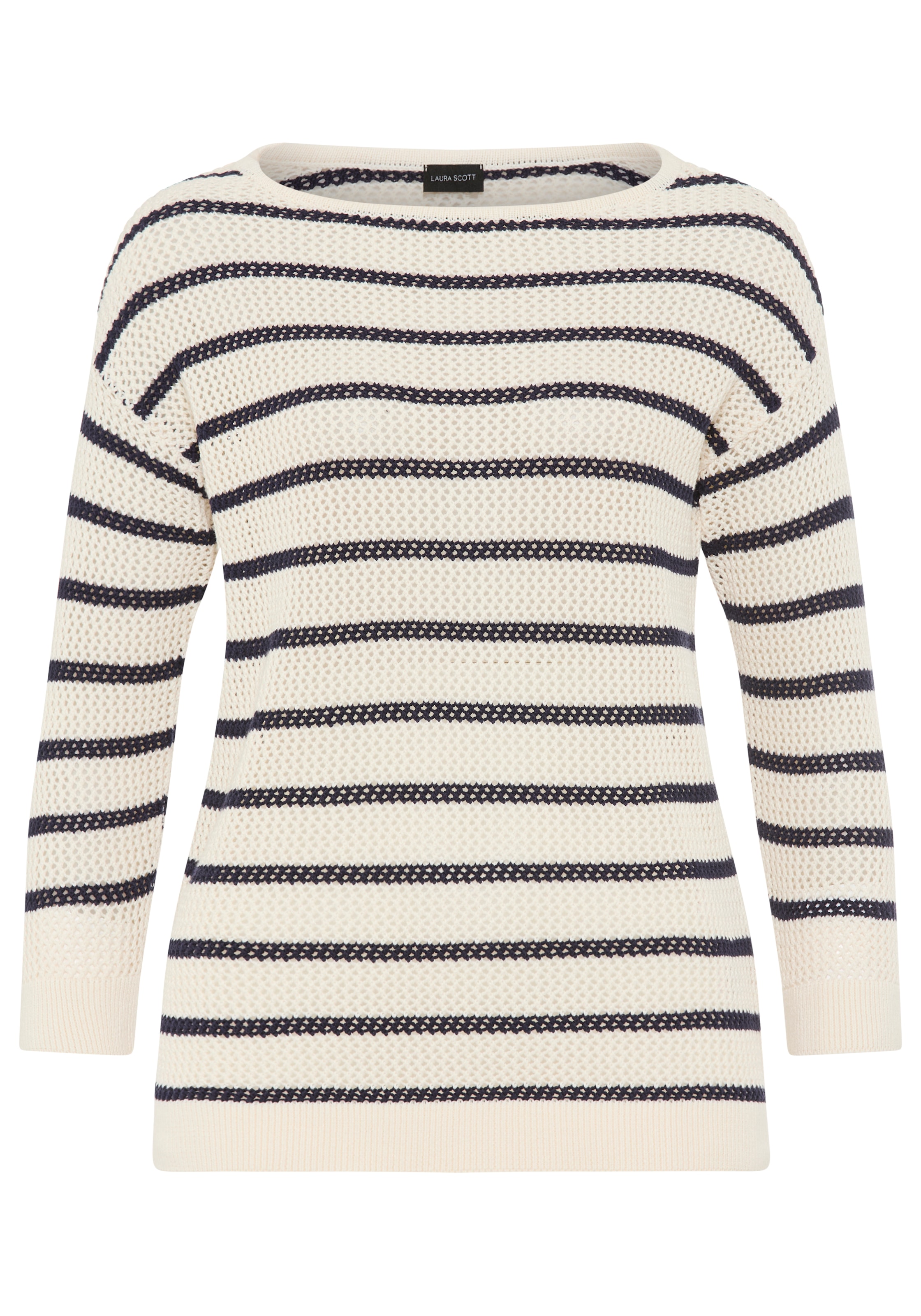 Laura Scott Pull à manches 3/4 leichter Sommerpullover aus modernem Lochstrick