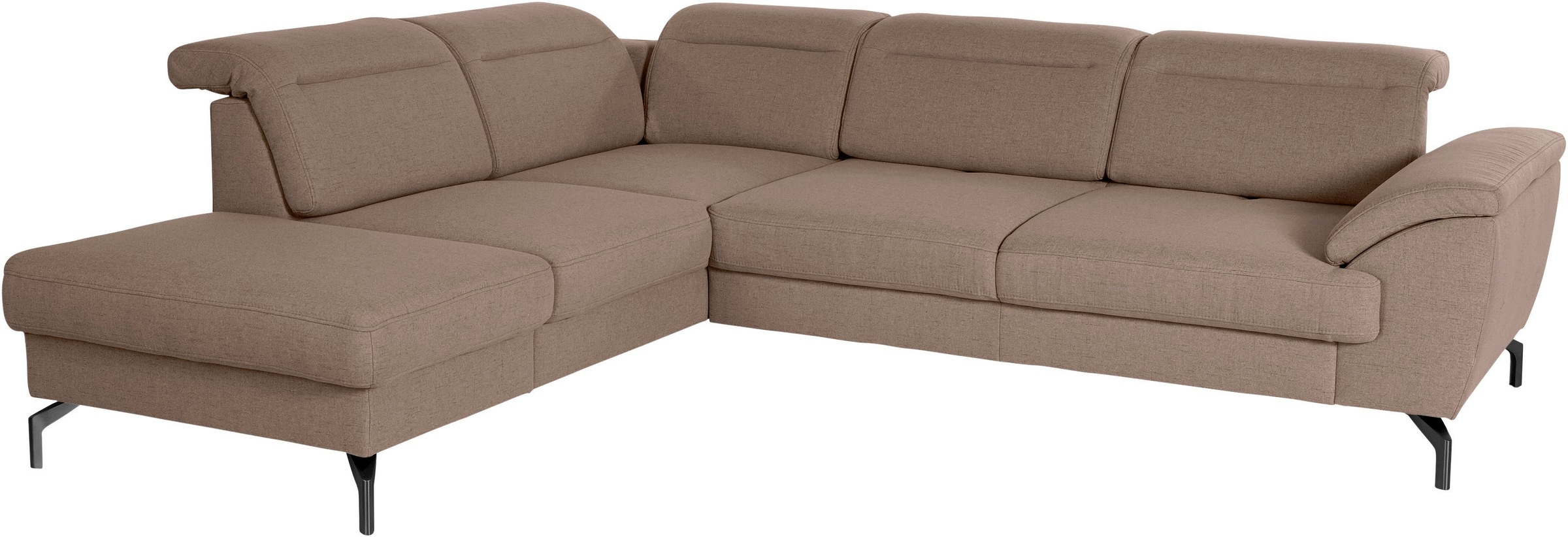 sit&more Ecksofa »Percy L-Form«, 15 cm Fusshöhe, Sitztiefenverstellung, wahlweise in 2 Fussfarben
