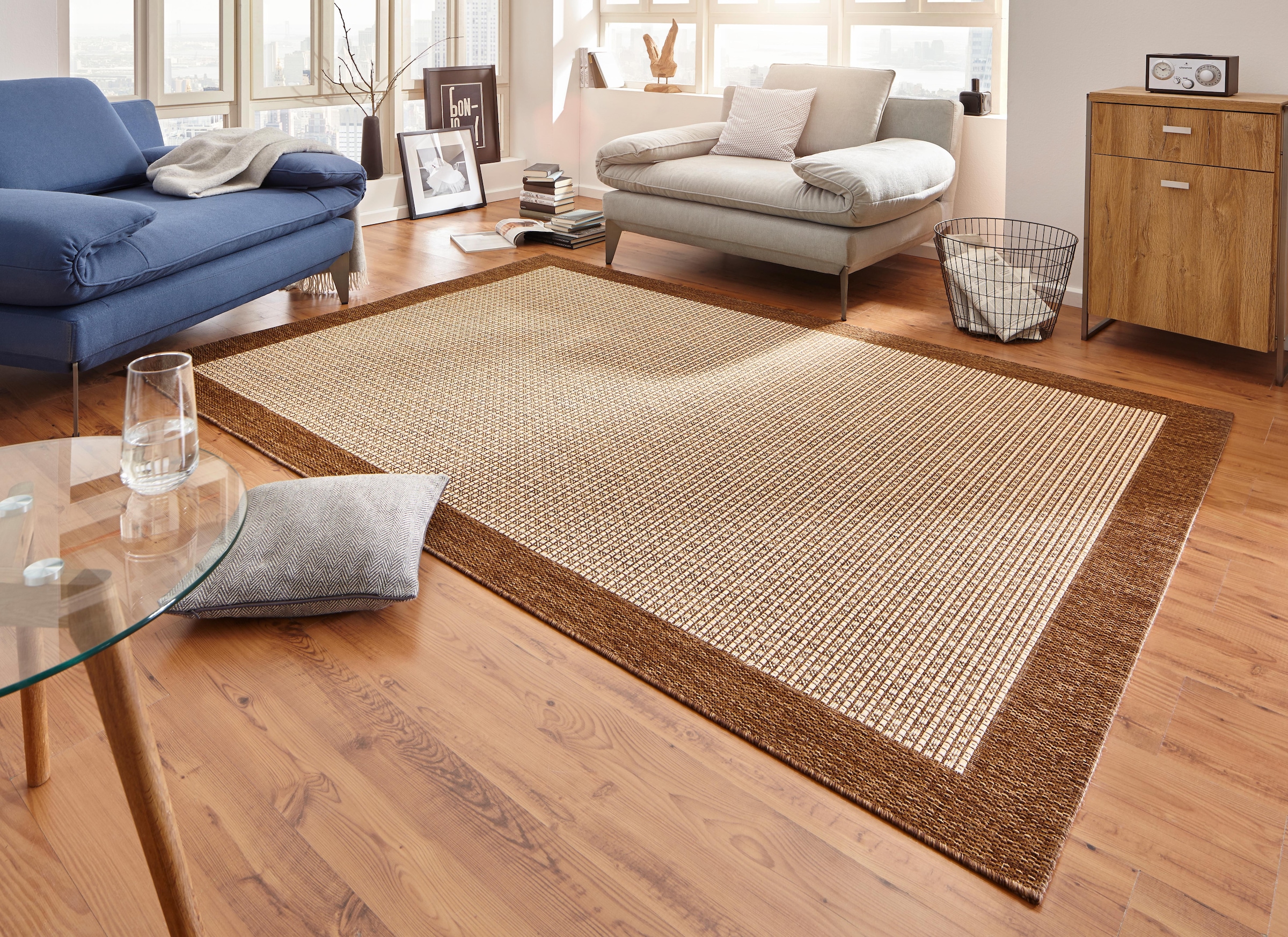 HANSE Home Teppich »Simple«, rechteckig, Flachgewebe Indoor, Sisal Optik, Bordüren Design, Robust, Pflegeleicht