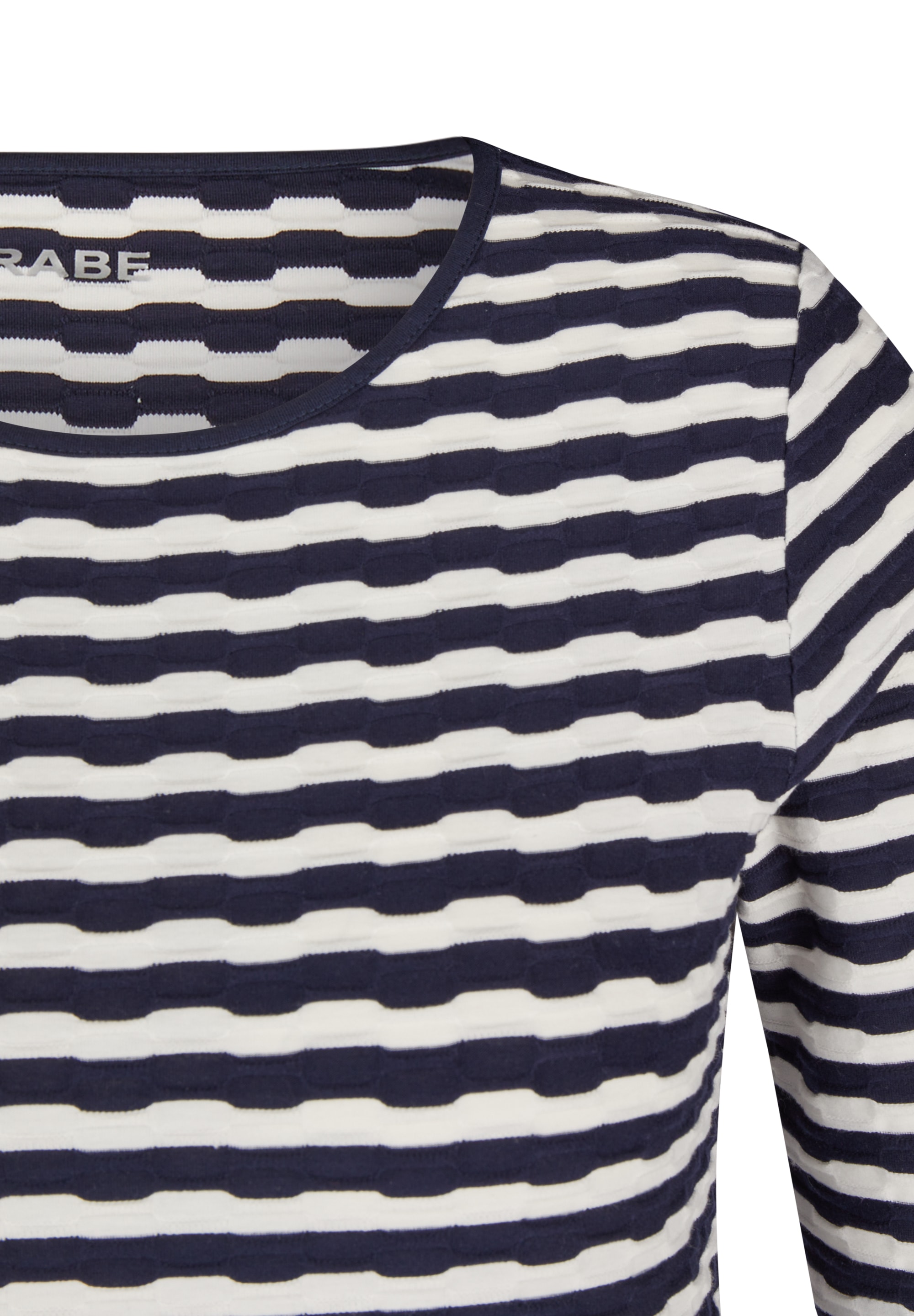 Rabe Rundhalsshirt, im Streifen-Look und in Struktur-Optik