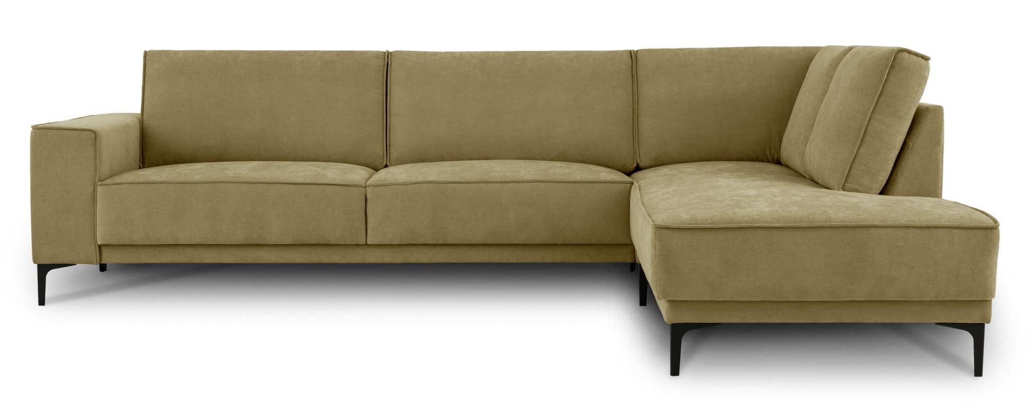 Places of Style Ecksofa »Polsterecke Oland, Struktur, Flachgewebe, Luxus-Microfaser, Boucle«, L-Form, 289 cm, Wellenunterfederung, Skandi-Design, Metallfüsse